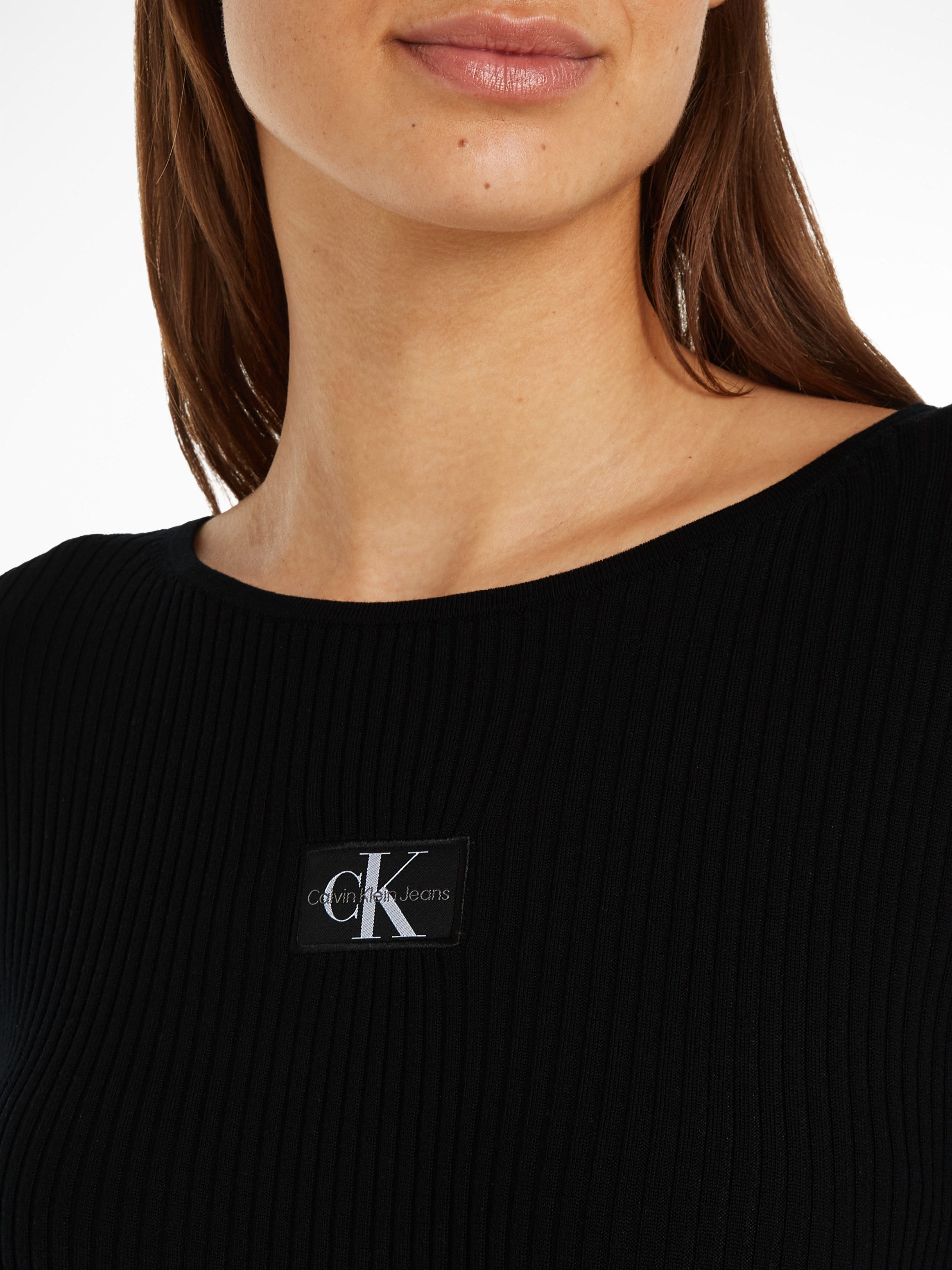 Calvin Klein Trui met ronde hals WOVEN LABEL TIGHT SWEATER