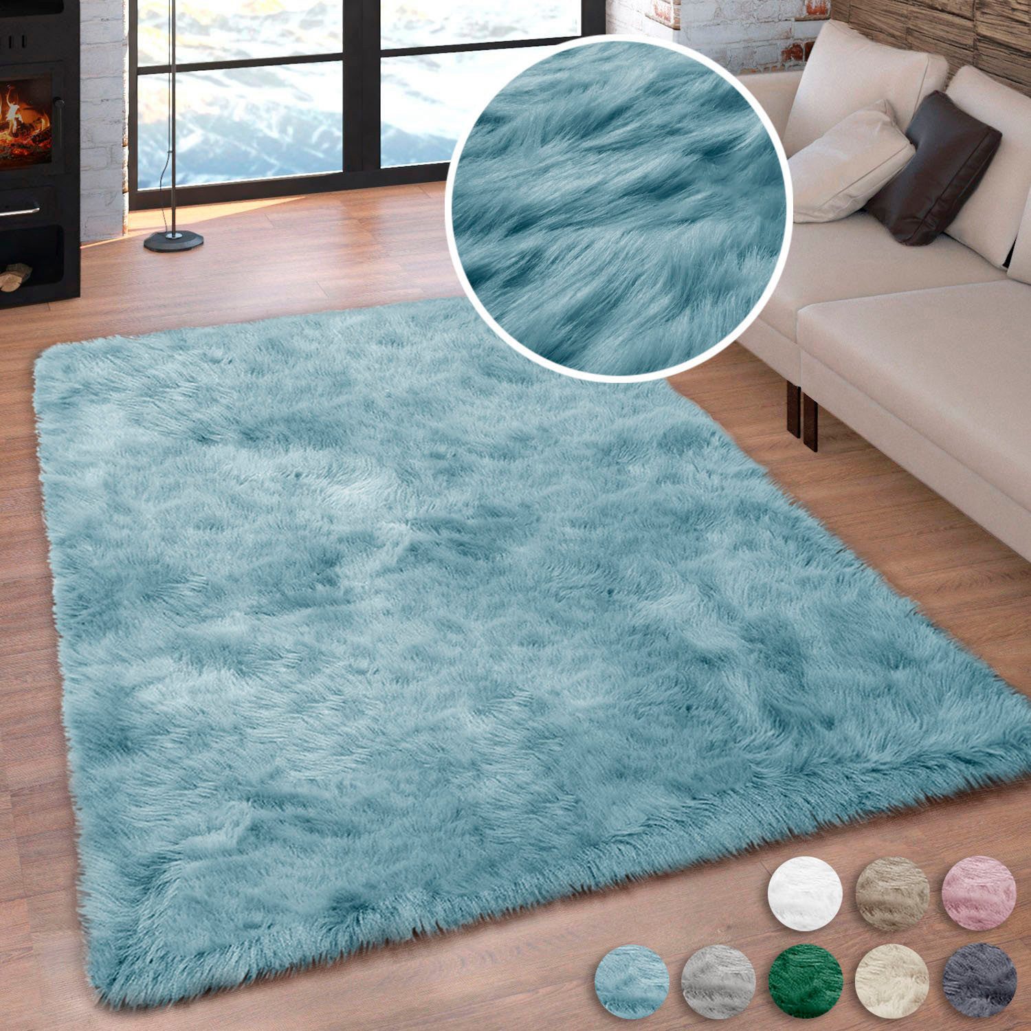 my home Hoogpolig vloerkleed Valeria schapenvacht tapijt knuffelig Imitatiebont, zachte vloerkleden, woonkamer, slaapkamer, eetkamer moderne