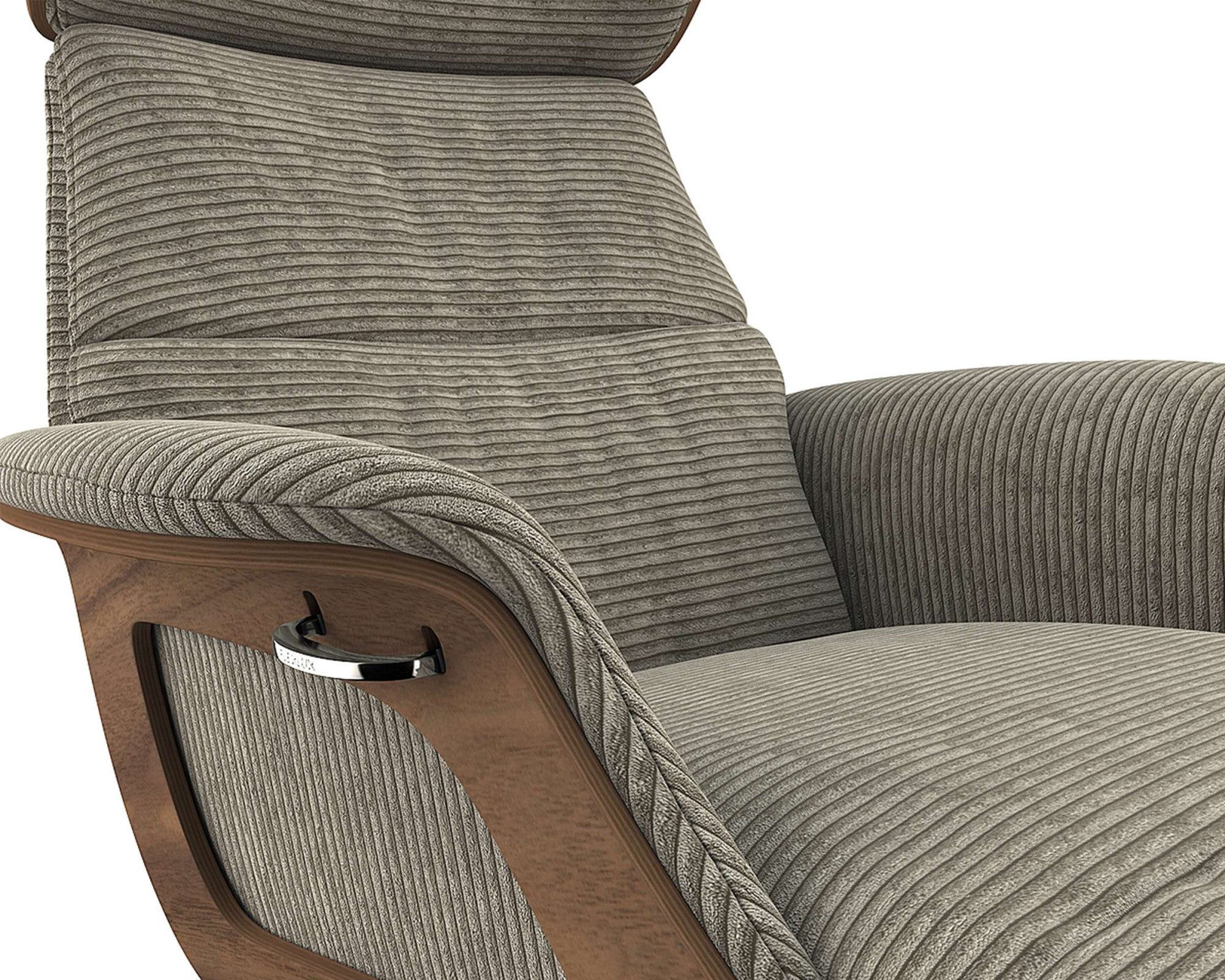 FLEXLUX Loungestoel Clement chaise longue, relaxstoel, ligstoel Rug- en hoofdsteunverstelling, armleuning, walnoot, voet van aluminium