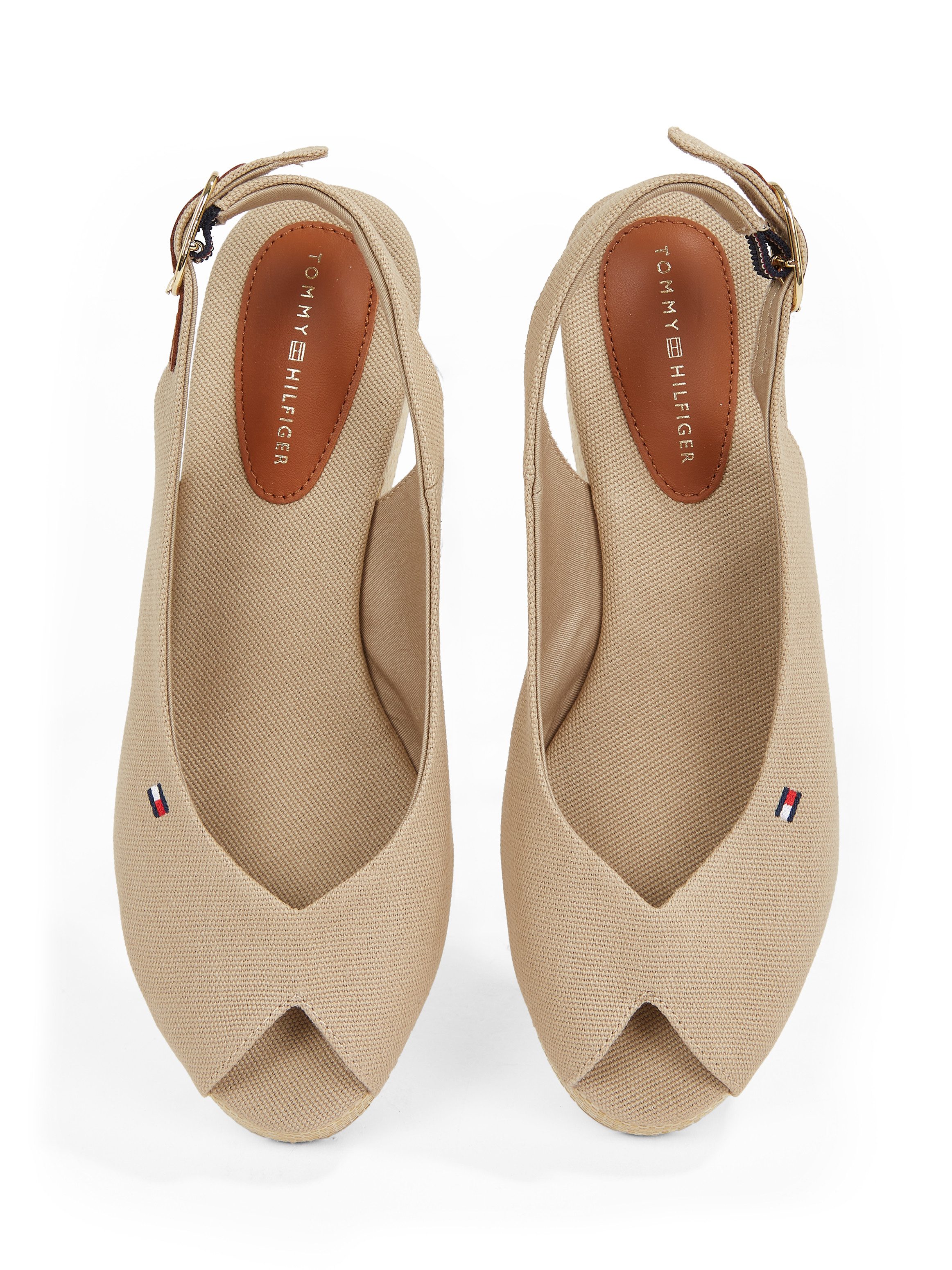 Tommy Hilfiger Sleehaksandaaltjes FLAG MID WEDGE ESPAD SLINGBACK , plateau, zomerschoen, riem-sandaal met verstelbare gesp