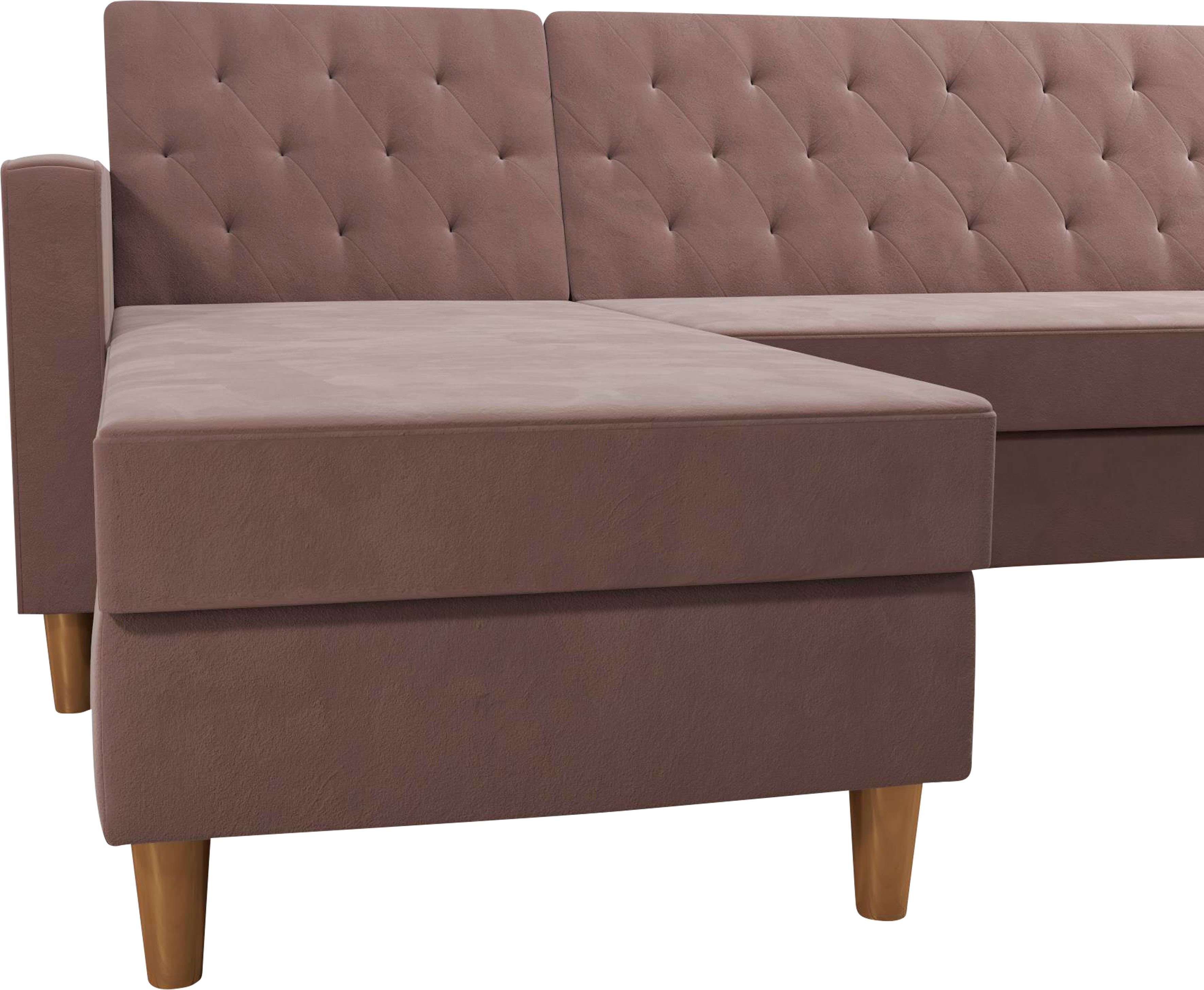 CosmoLiving by Cosmopolitan Hoekbank Liberty, L-vorm met slaapfunctie, récamier aan beide kanten te monteren, zithoogte 43 cm
