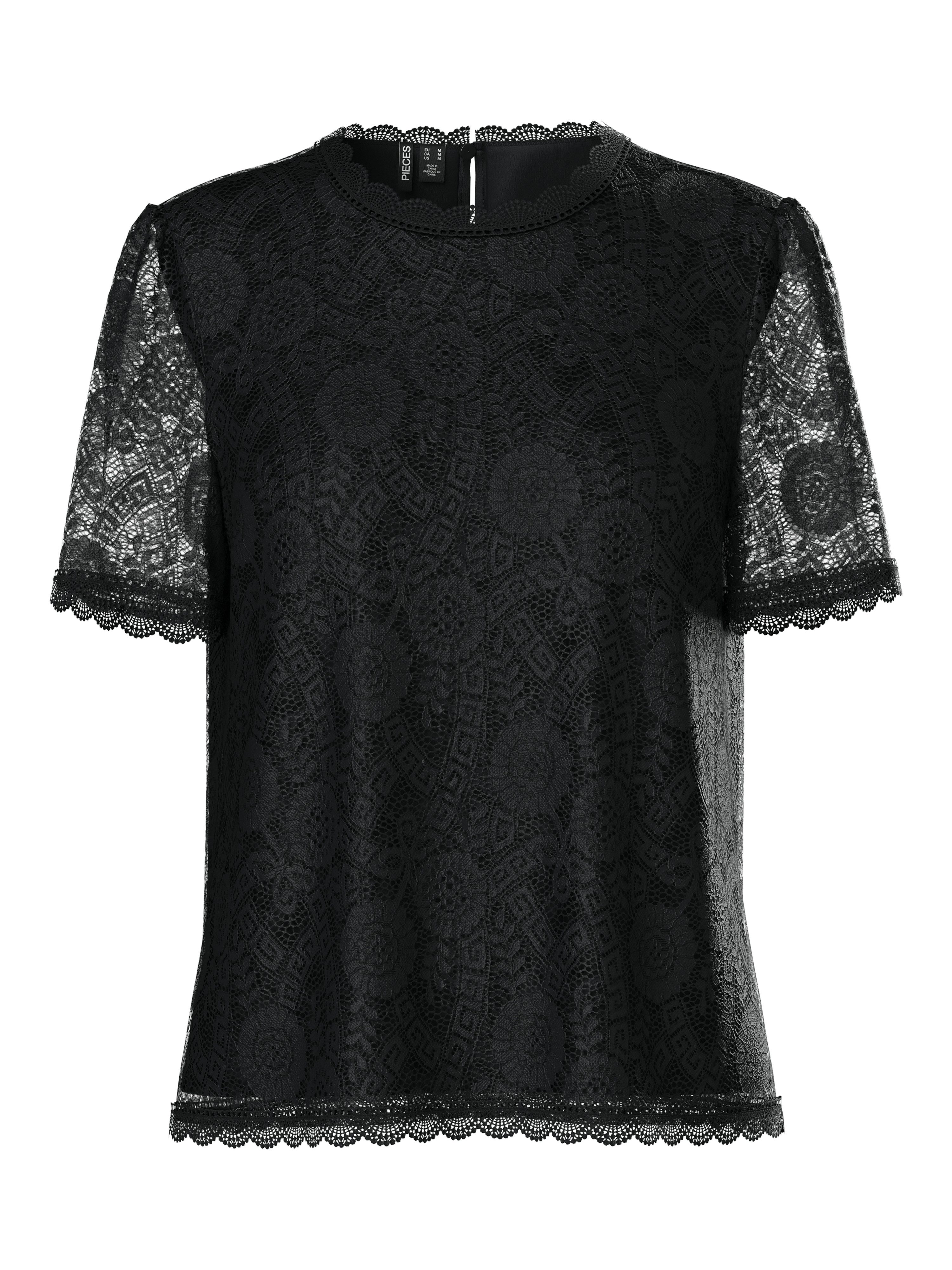 pieces Kanten shirt PCOLLINE SS LACE TOP WVN NOOS