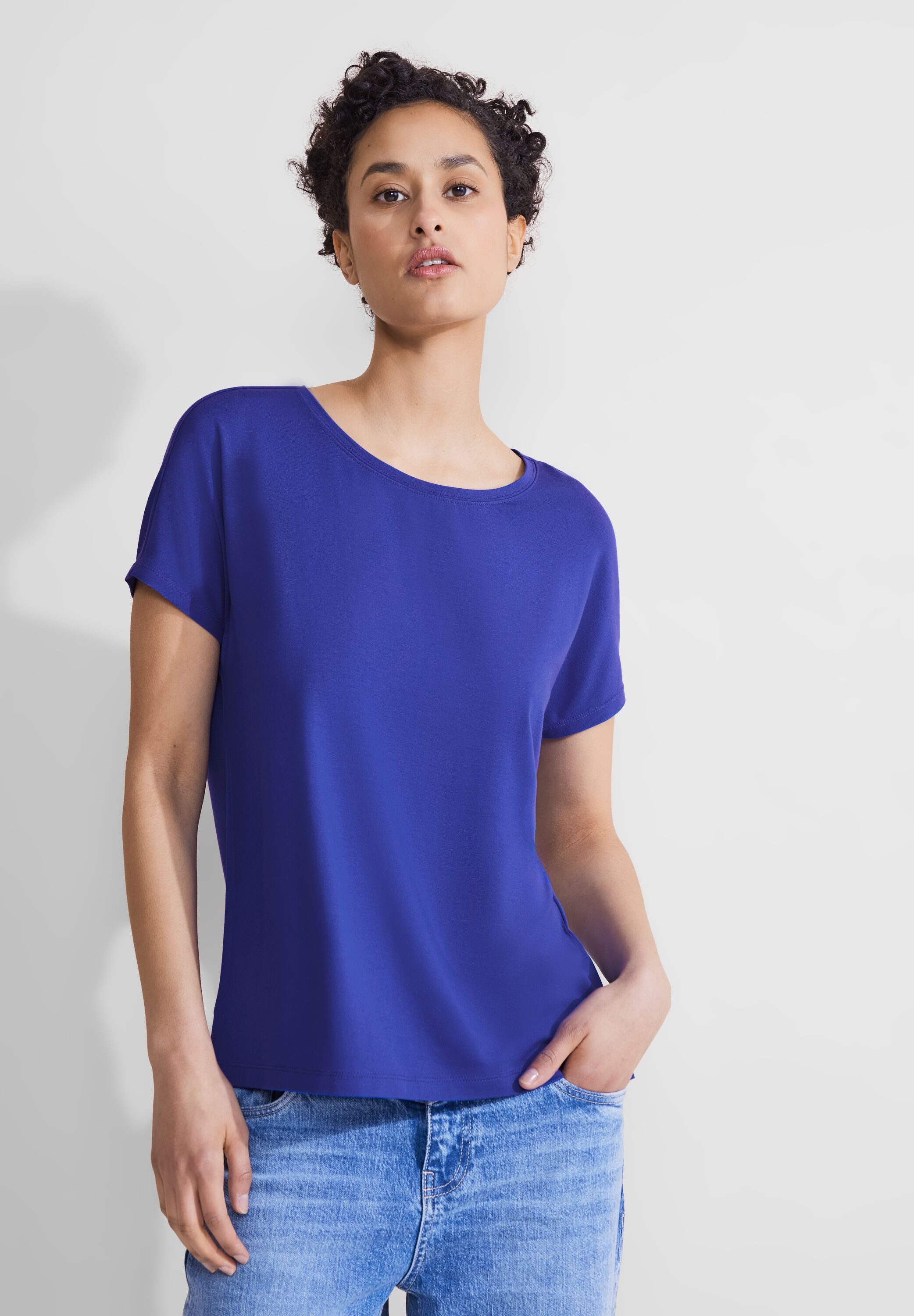 STREET ONE Shirttop in unikleur dames tops maat 36 blauw