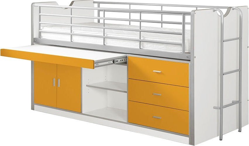 Vipack Hoogslaper Bonny, met tijdloze look, super praktisch in de kinderkamer Slapen en werken in één, hoogslaper met 90x200 cm ligoppervlak