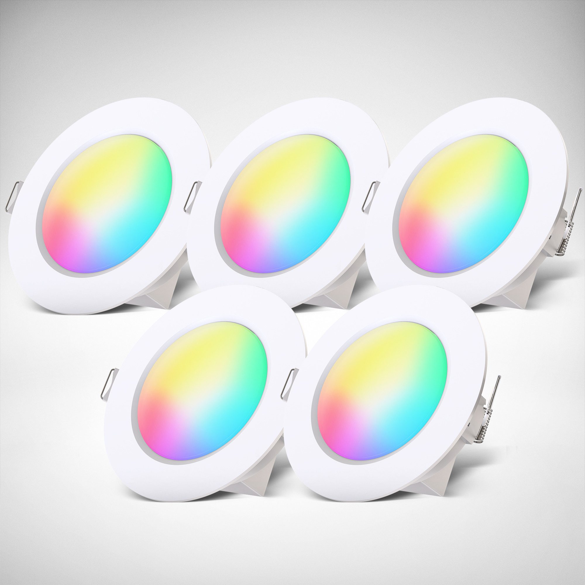 B.K.Licht Ledinbouwlamp 5-pack badkamer inbouwspots, IP44, RGB inbouwspots, met afstandsbediening (5 stuks)