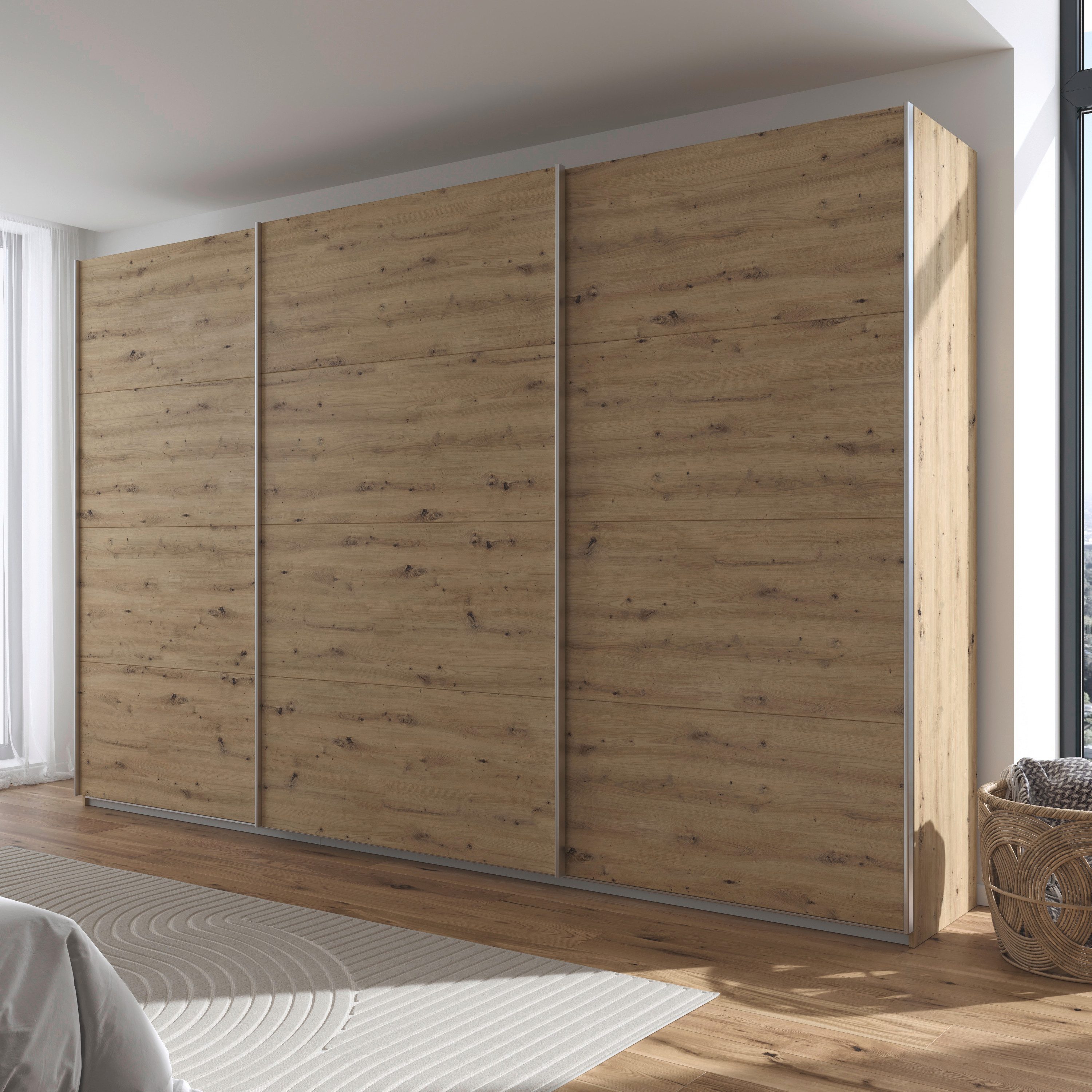 rauch Schuifdeurkast Kledingkast kast garderobe AGORDO met decor- of hoogglansfront doordachte binnenuitrusting, in 4 breedtes en 2 hoogtes made in germany