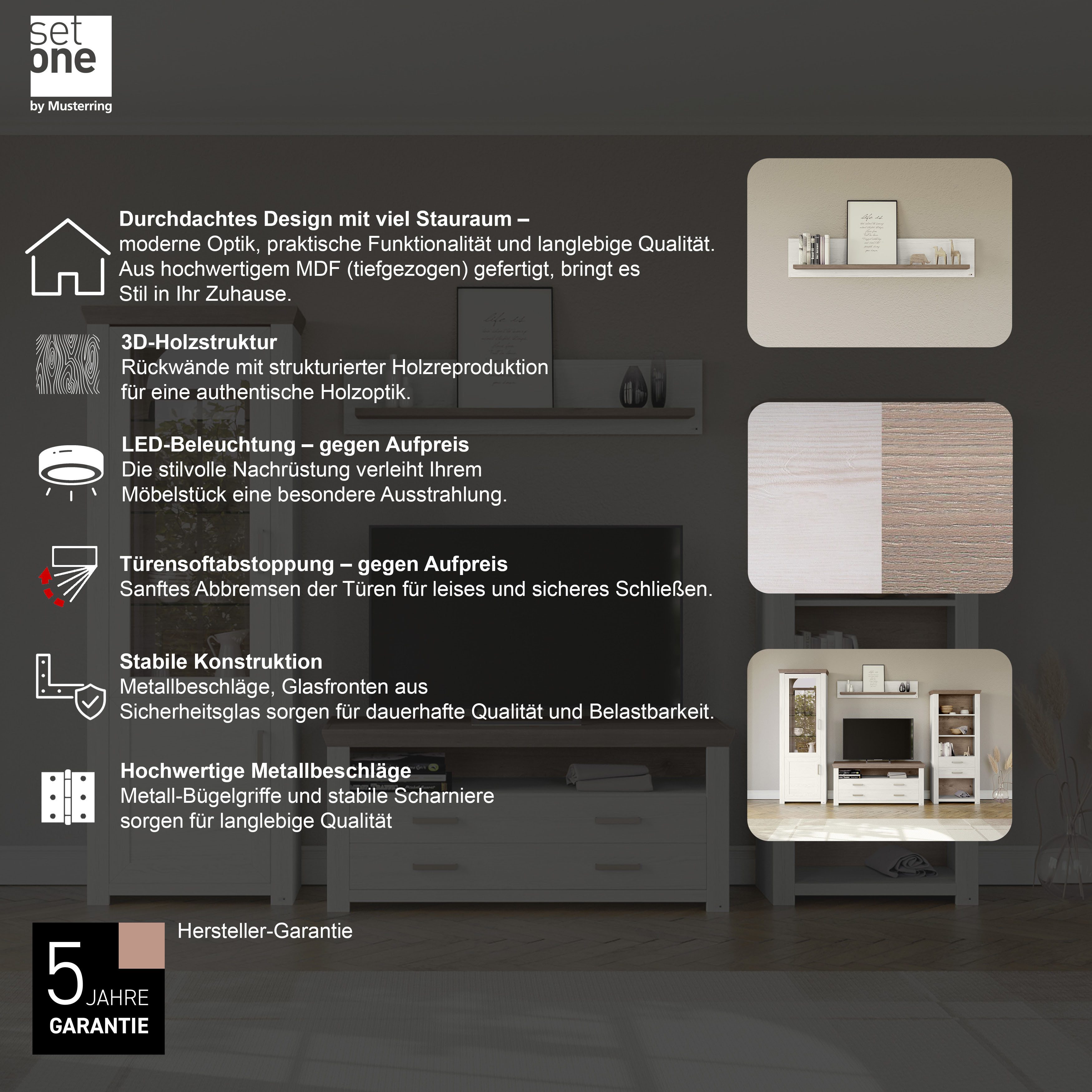 set one by Musterring Wandplank York in drie maten en kleuren, verlichting optioneel, 1 legplank