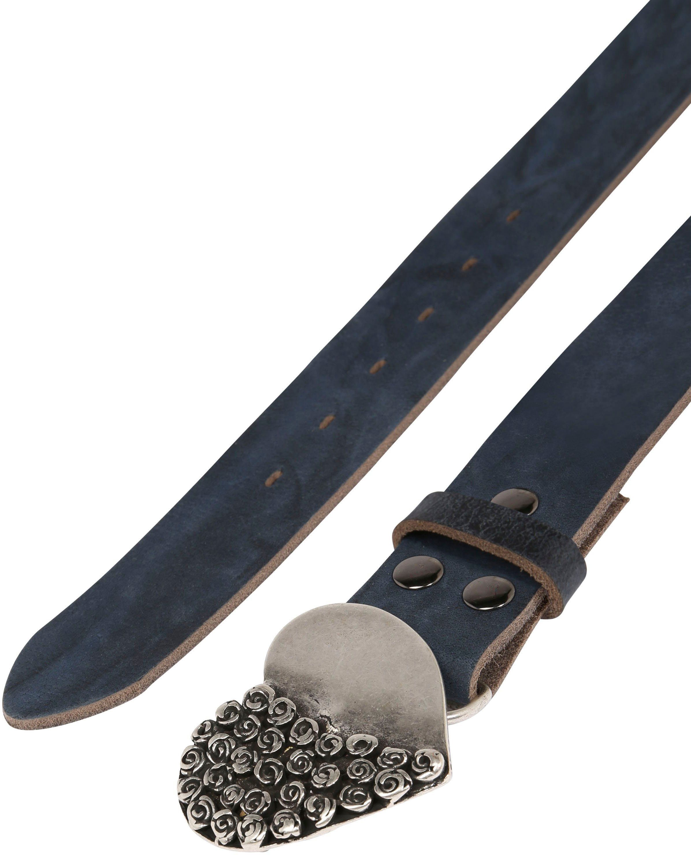 RETTUNGSRING by showroom 019° Leren riem met hartgesp half bezet met kleine rozen