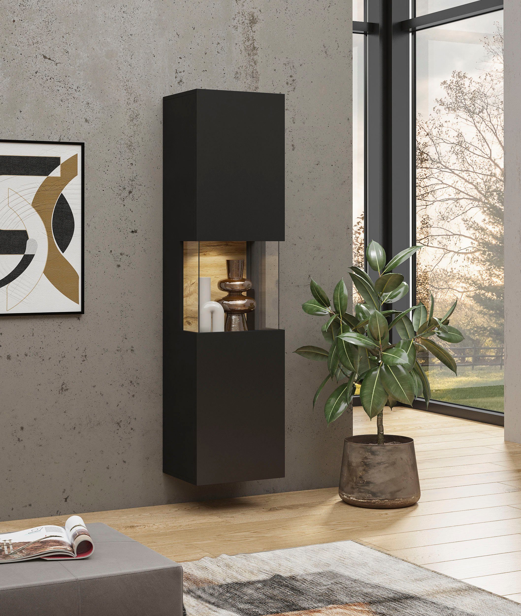INOSIGN Wandmeubel Ava, woonkamer-set hangend/staand te monteren, vitrinekast, lowboard