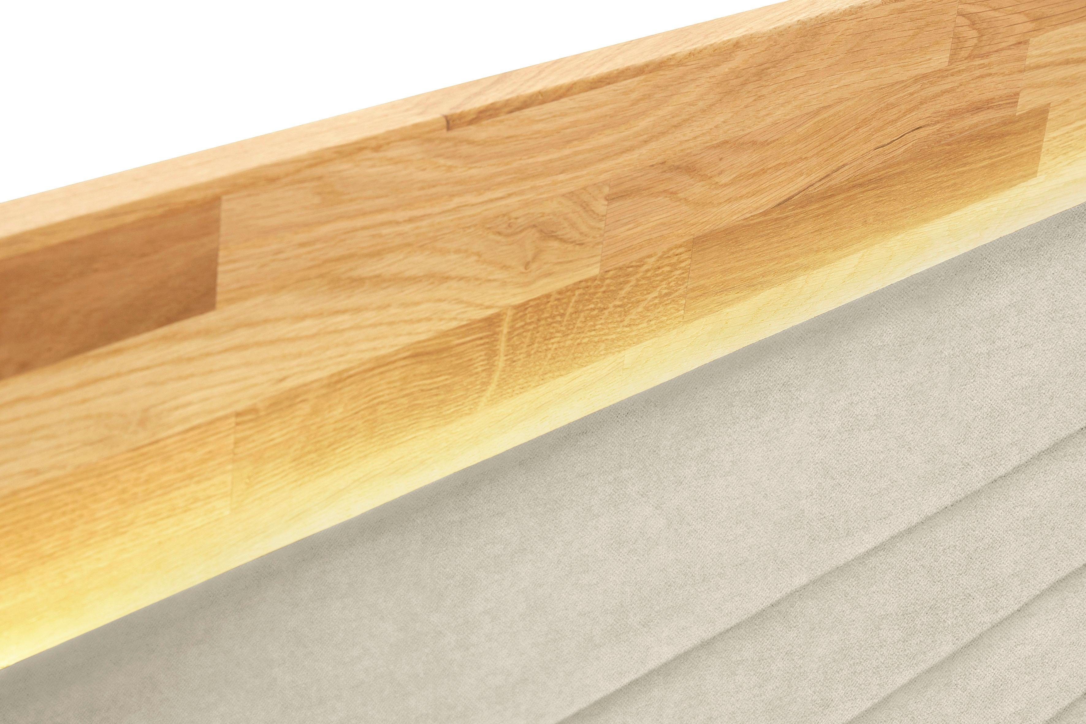 Places of Style Boxspring Cup met ledverlichting, massief houten lijst en topmatras, in 2 hardheden