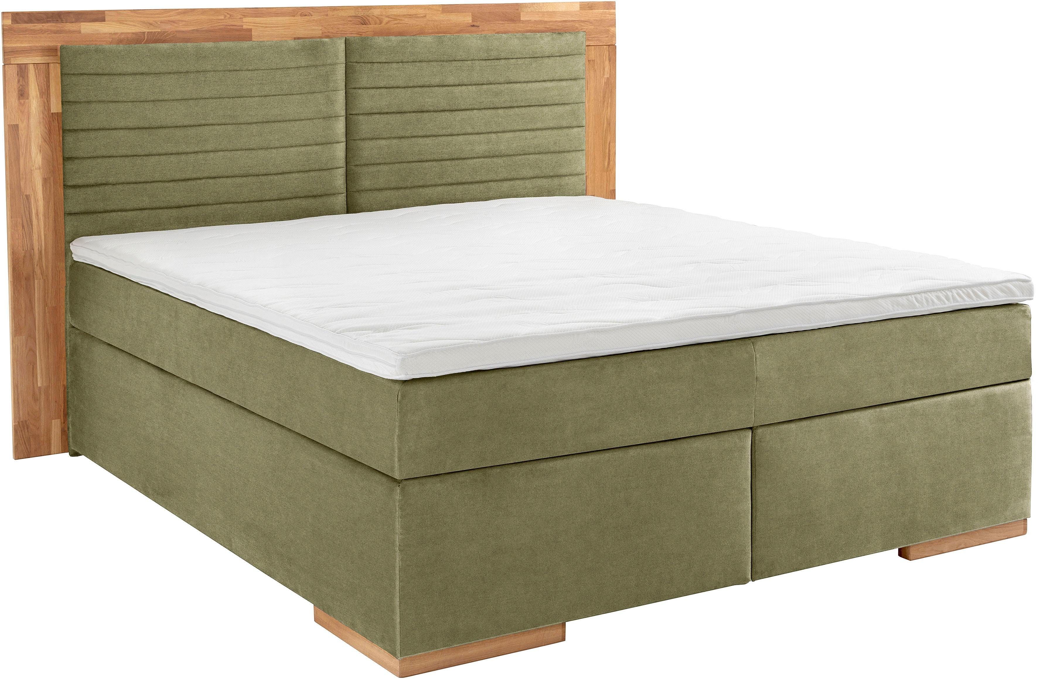 Places of Style Boxspring Cup met ledverlichting, massief houten lijst en topmatras, in 2 hardheden