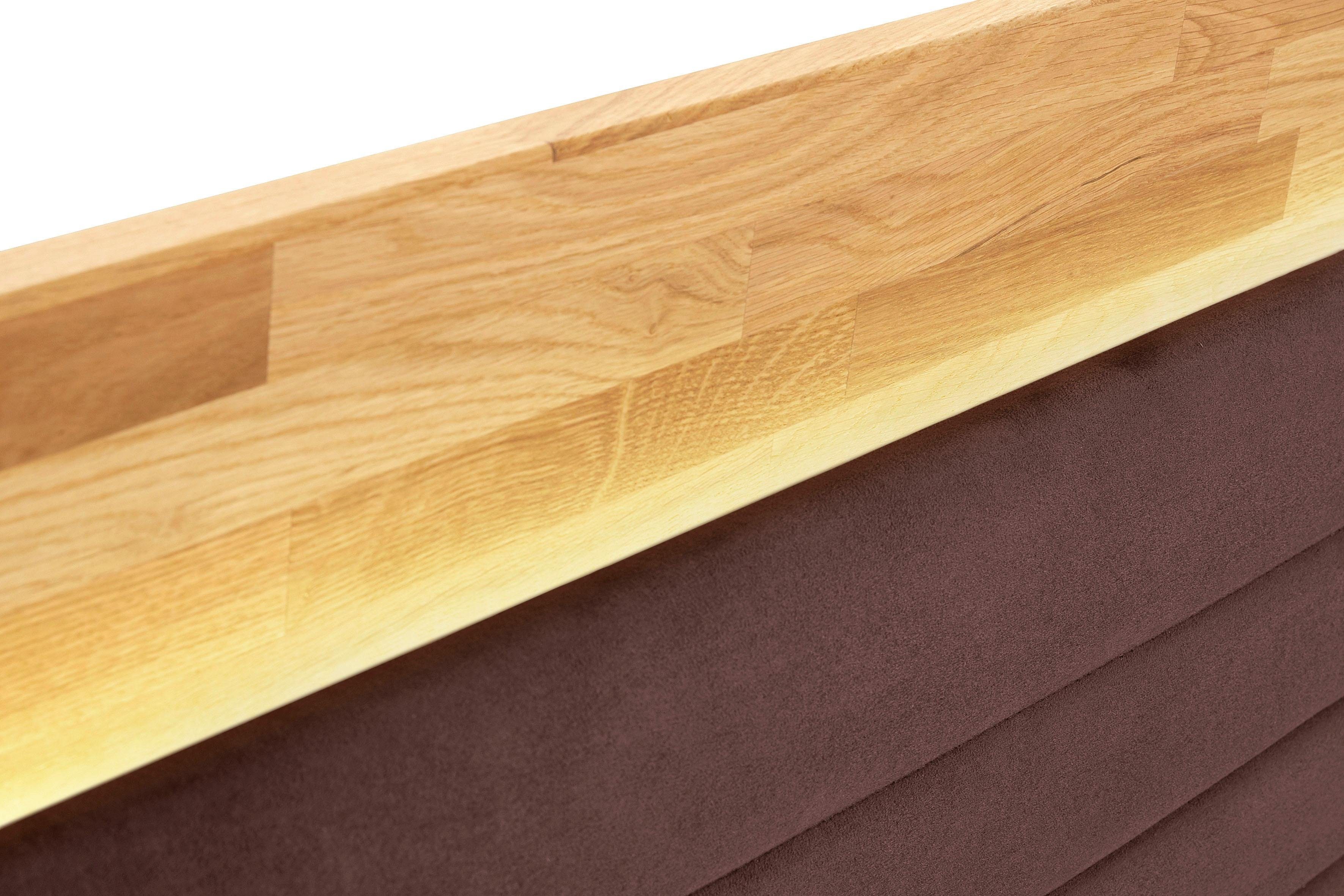 Places of Style Boxspring Cup met ledverlichting, massief houten lijst en topmatras, in 2 hardheden
