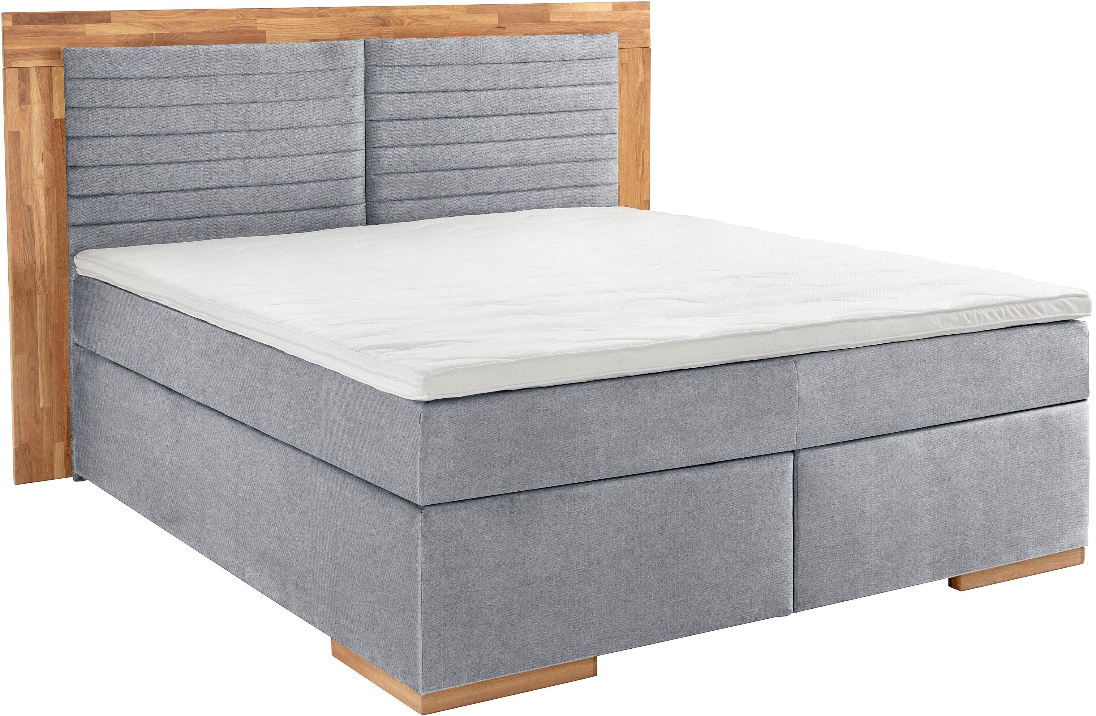 Places of Style Boxspring Cup met ledverlichting, massief houten lijst en topmatras, in 2 hardheden