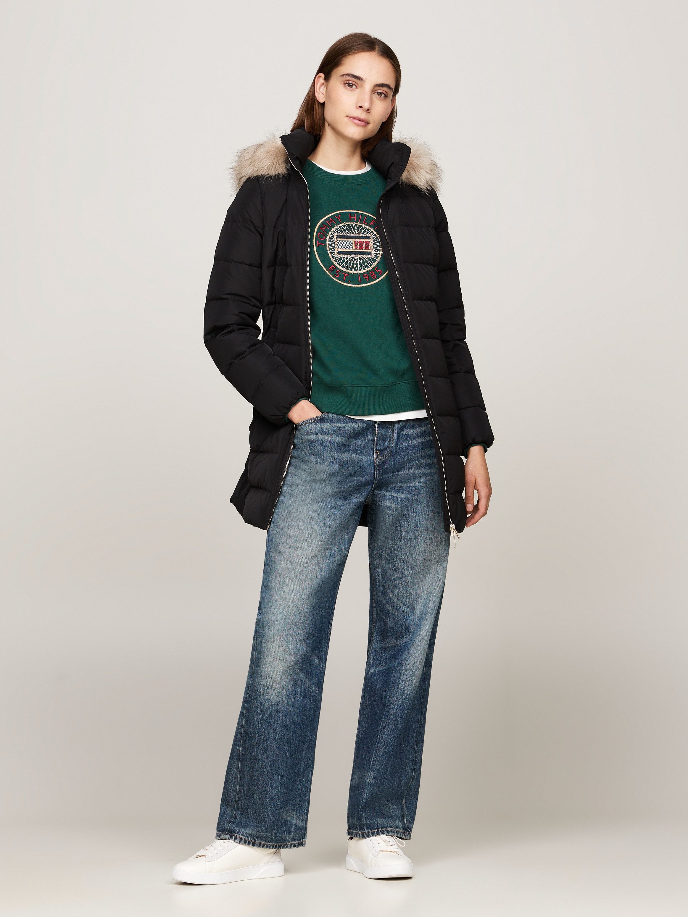 Tommy Hilfiger Gewatteerde jas HERITAGE DOWN TYRA COAT WITH FUR