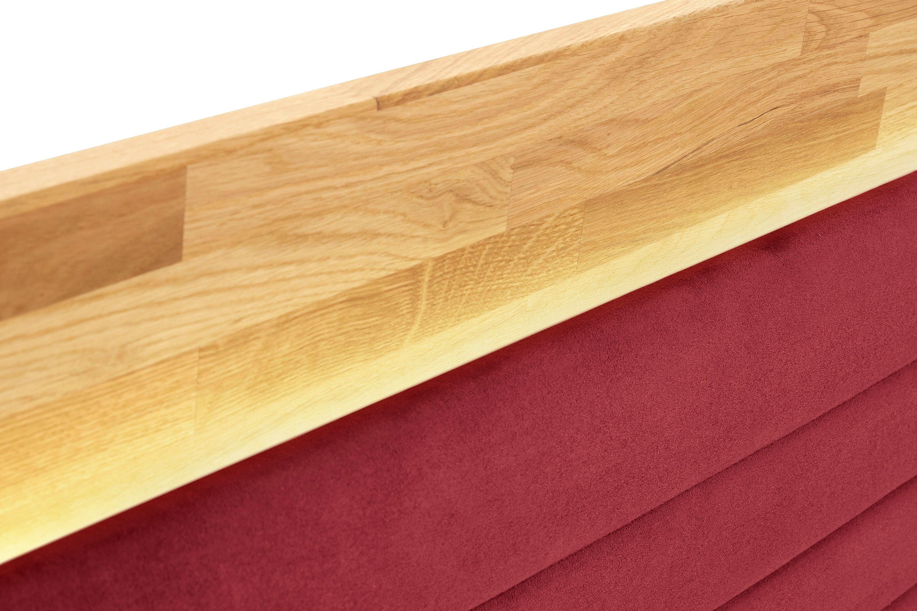 Places of Style Boxspring Cup met ledverlichting, massief houten lijst en topmatras, in 2 hardheden