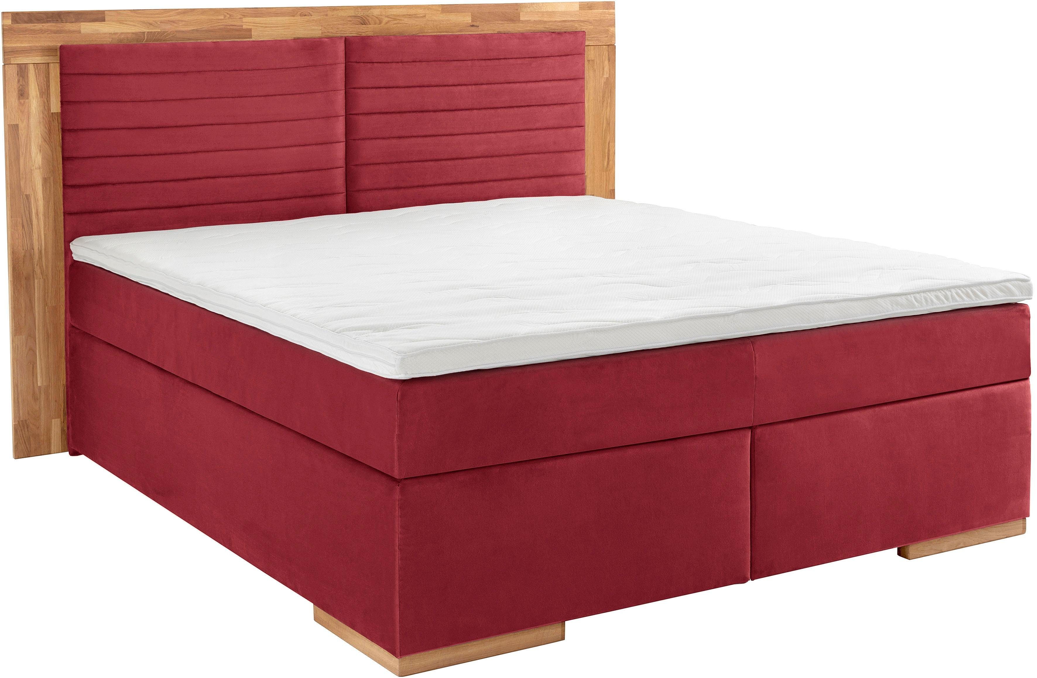 Places of Style Boxspring Cup met ledverlichting, massief houten lijst en topmatras, in 2 hardheden