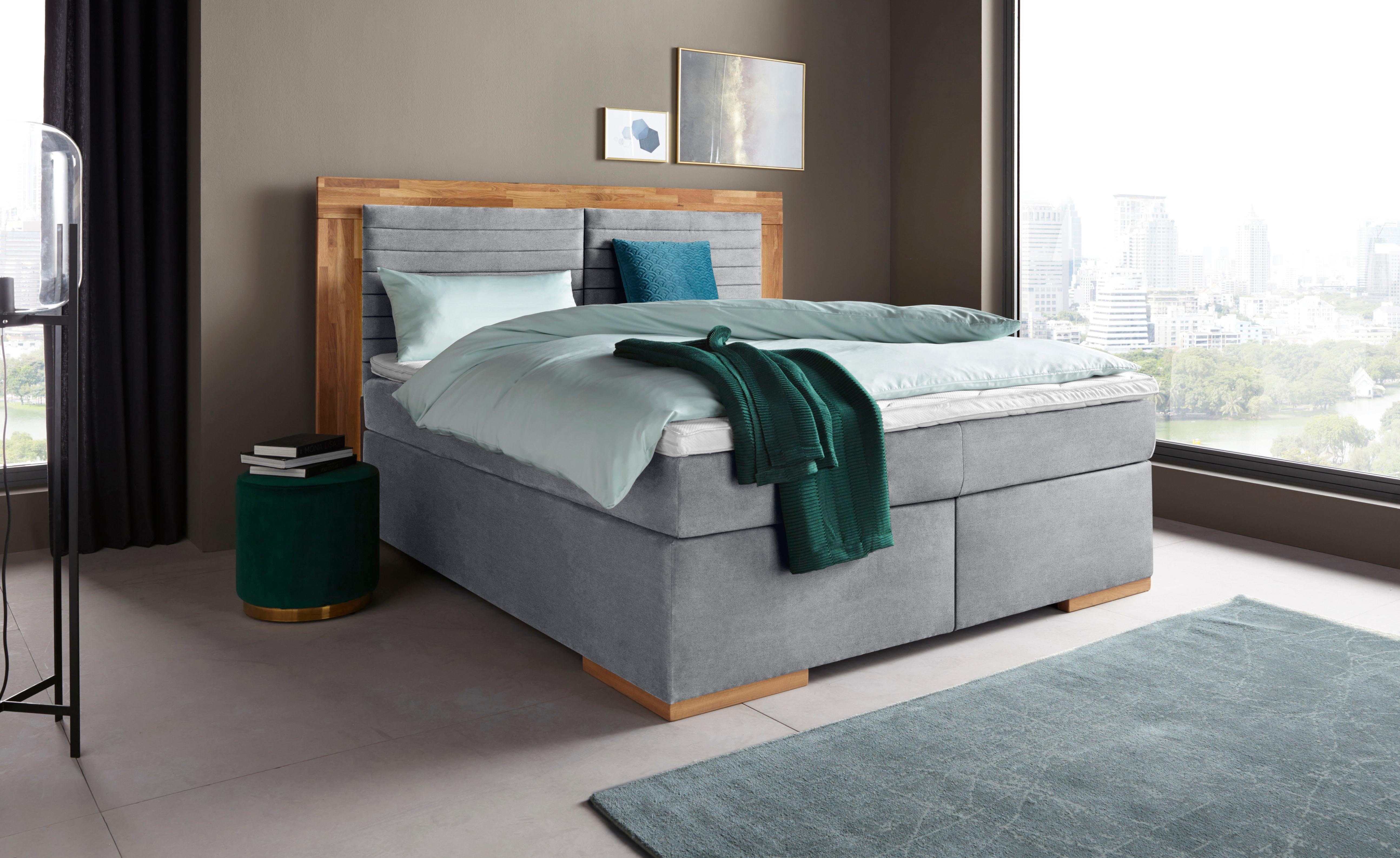 Places of Style Boxspring Cup met massief houten frame, met topmatras, in 2 hardheden, in 3 breedten