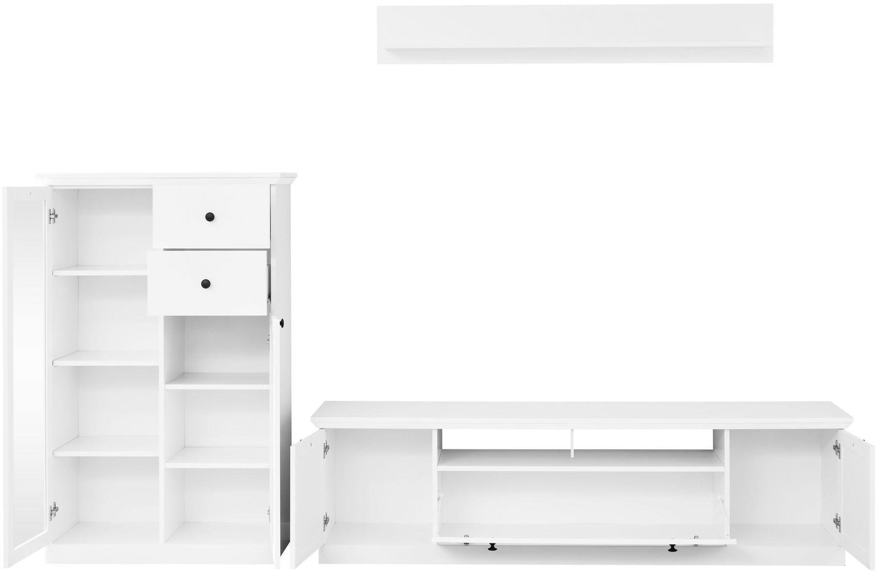Home affaire Wandmeubel Örebro tijdloze landelijke stijl, volledig uittrekbaar, verlichting optioneel (set, 3-delig)