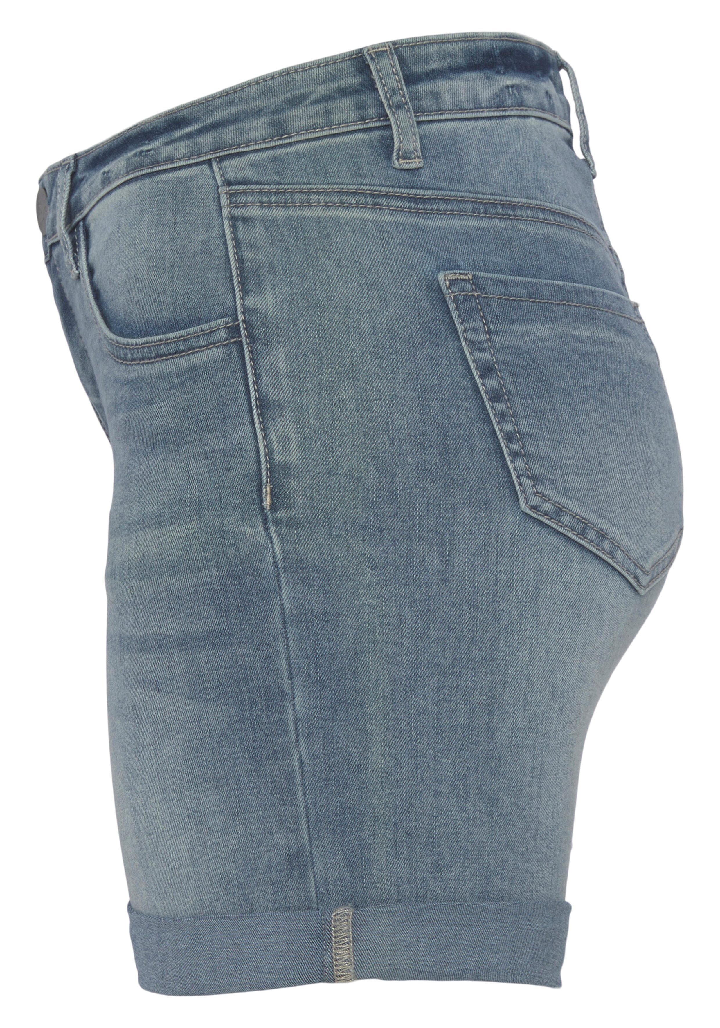 Arizona Jeansshort Ultra Stretch extra strak gesneden, opgerolde beenafsluitingen