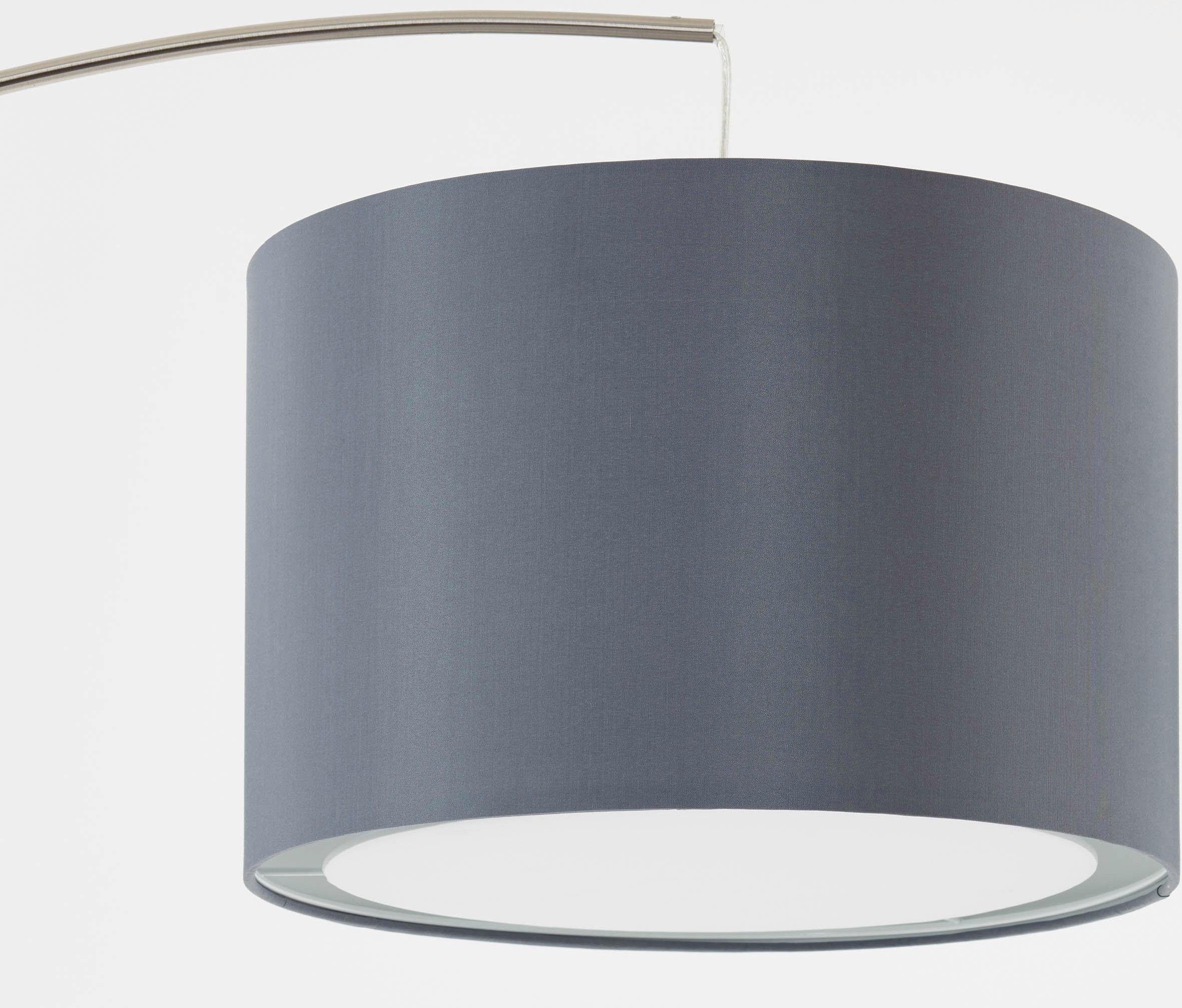 Brilliant Leuchten Booglamp Clarie 1,8m hoogte, e27 max. 60w, stoffen kap, metaal/textiel