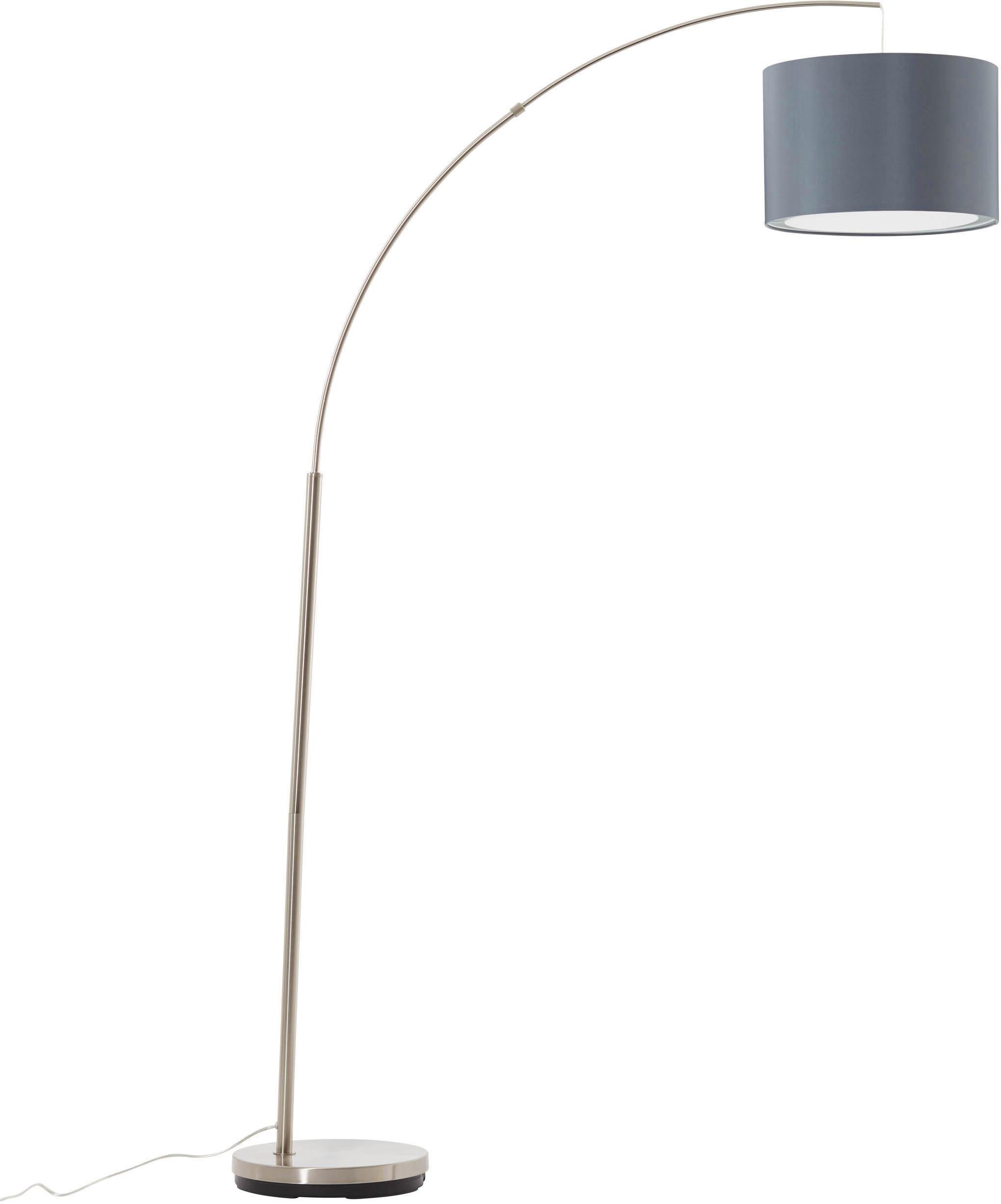 Brilliant Leuchten Booglamp Clarie 1,8m hoogte, e27 max. 60w, stoffen kap, metaal/textiel