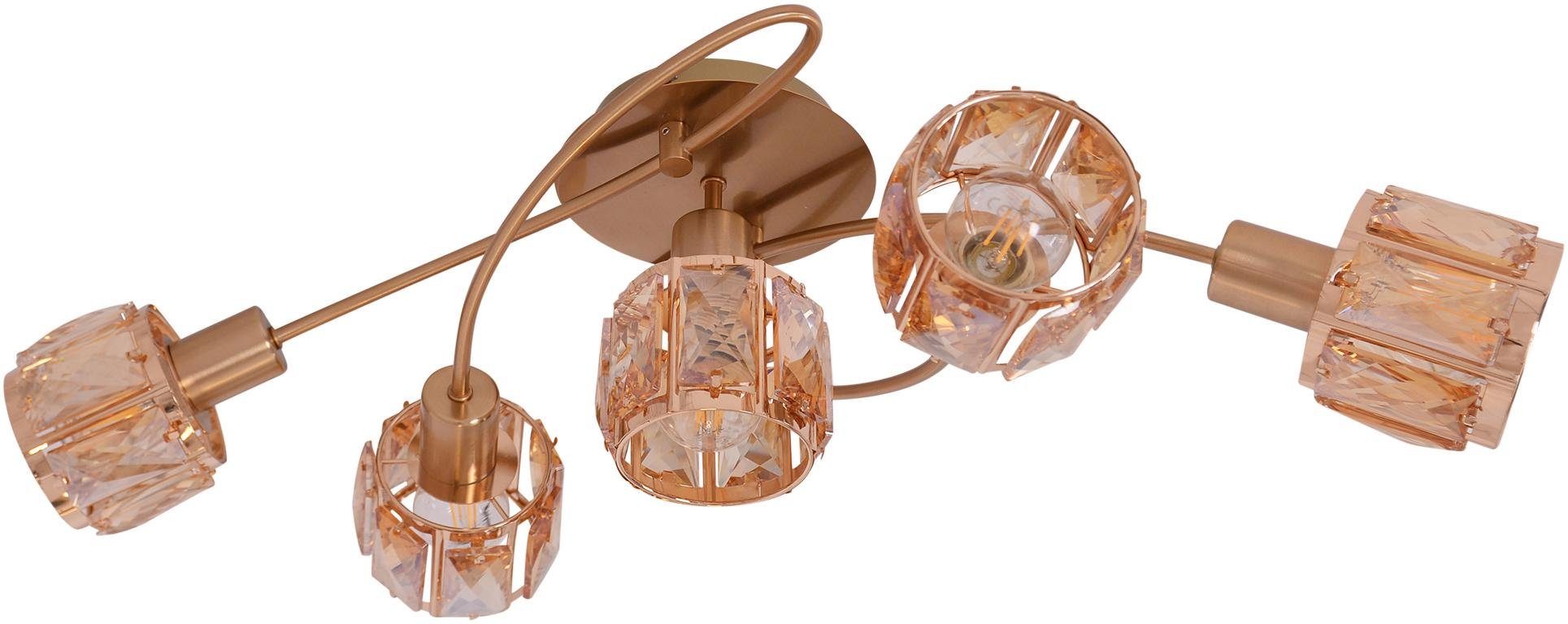 naeve led-plafondlamp josefa 5 fittingen plafondlamp, 5xe14 max.40 w, materiaal: metaal(ijzer) glas, goud