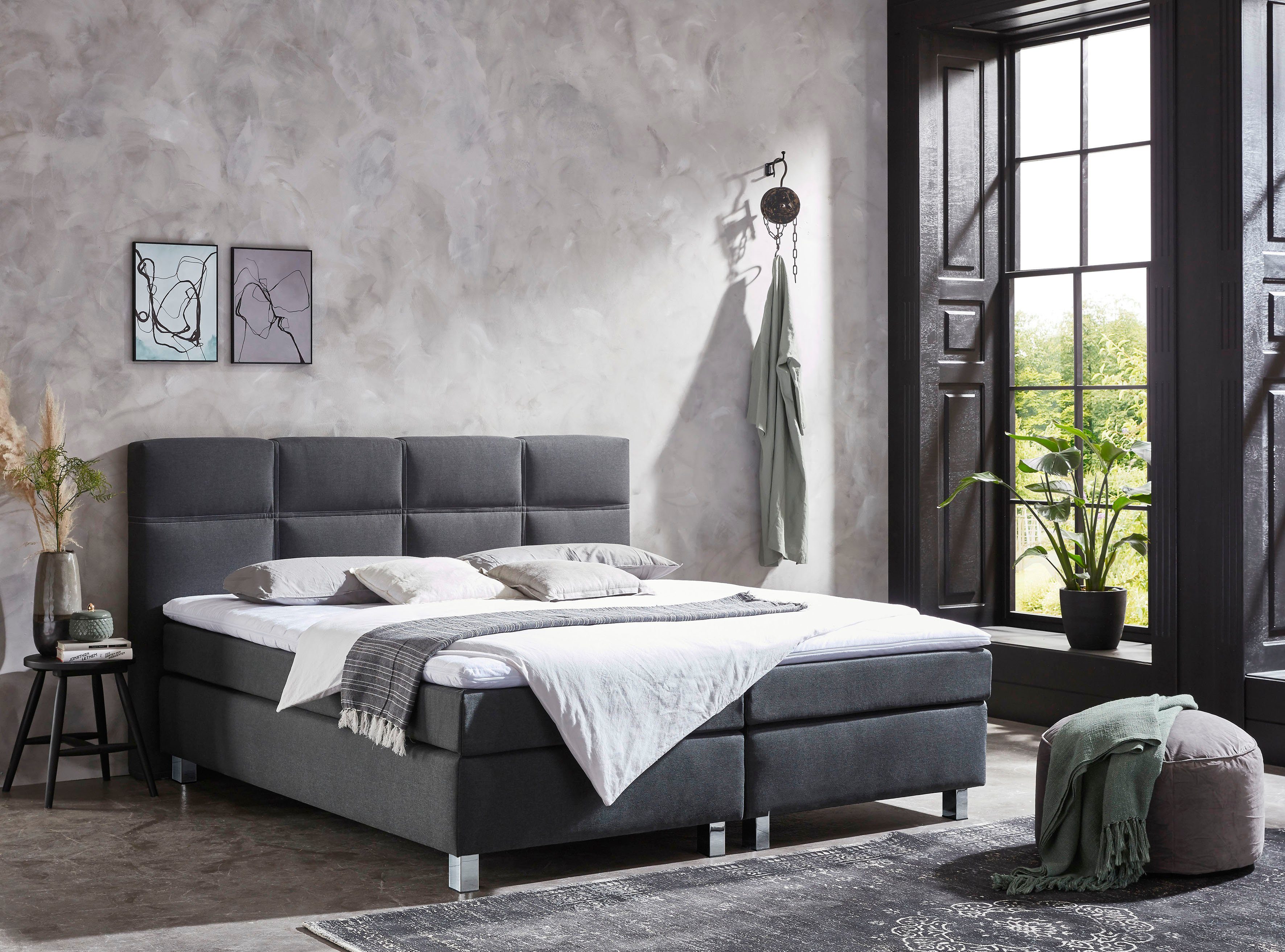 Westfalia Polsterbetten Boxspring met topmatras boxsprings grijs