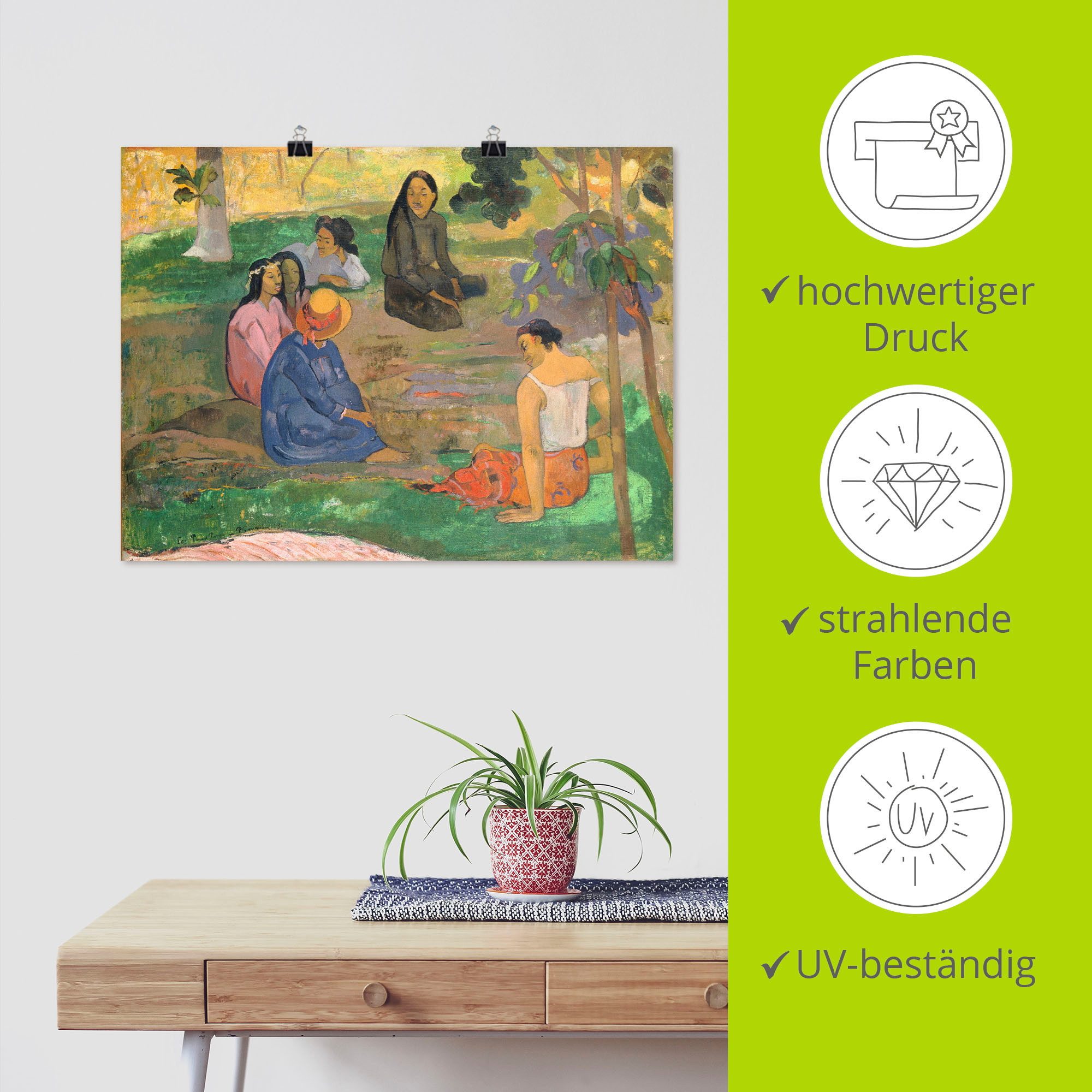Artland Artprint Conversatie op Tahiti Les Parau Parau als artprint op linnen, muursticker of poster in verschillende maten