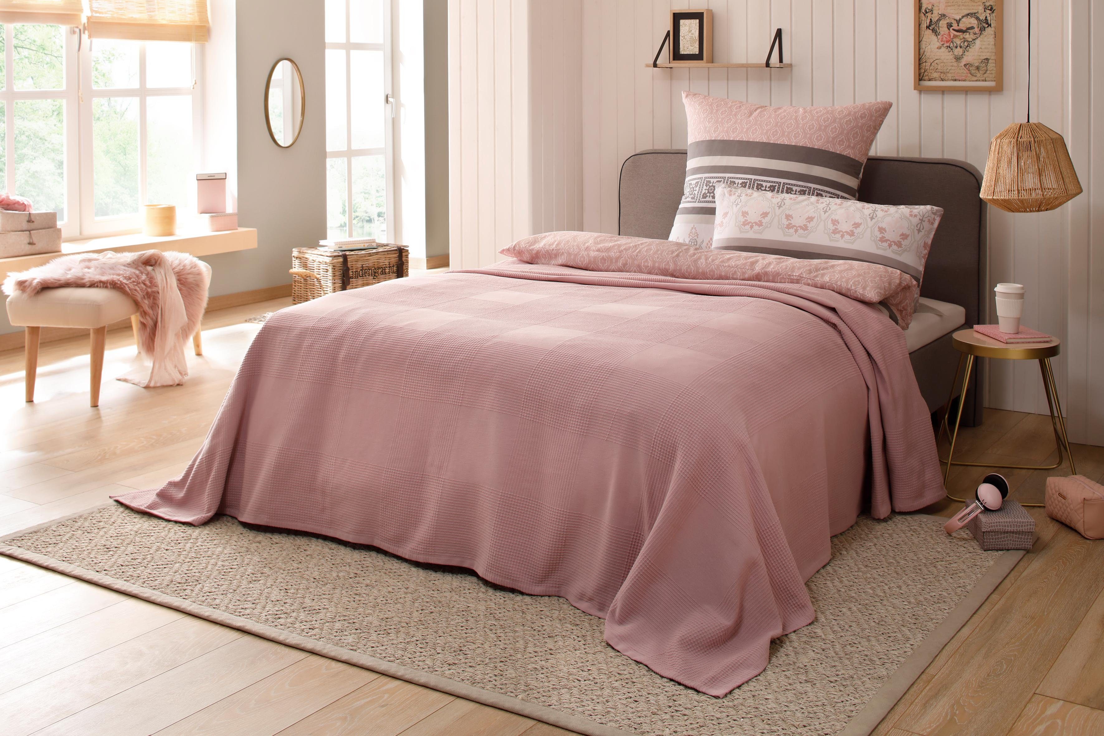 my home Sprei Mira lichte sprei van 100% katoen, uni foulard, zonder vulling