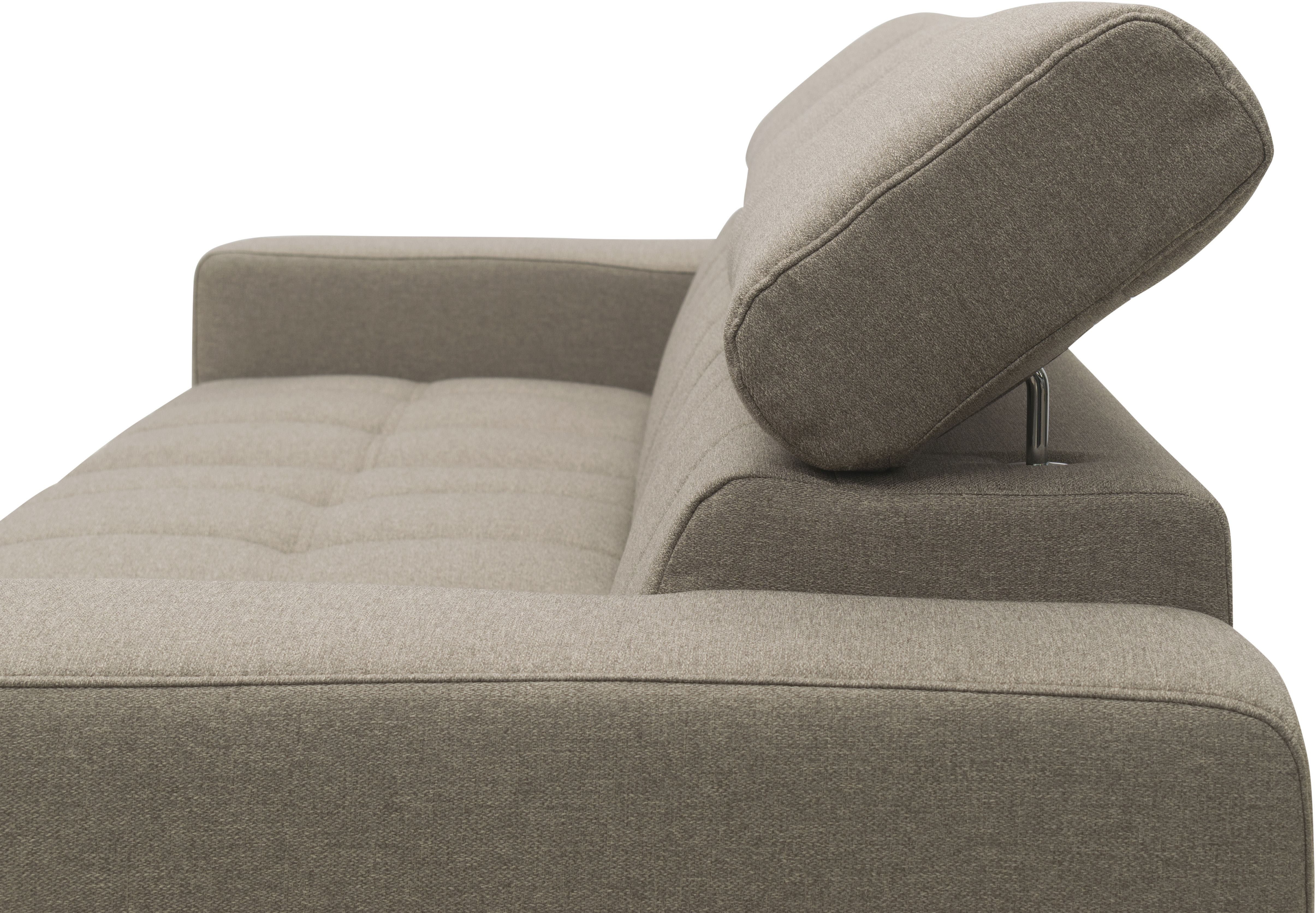 DOMO collection Hoekbank Trento L-vorm, met sledevoet of enkele voet naar keuze met verstelbare hoofdsteun, récamier links/rechts bestelbaar
