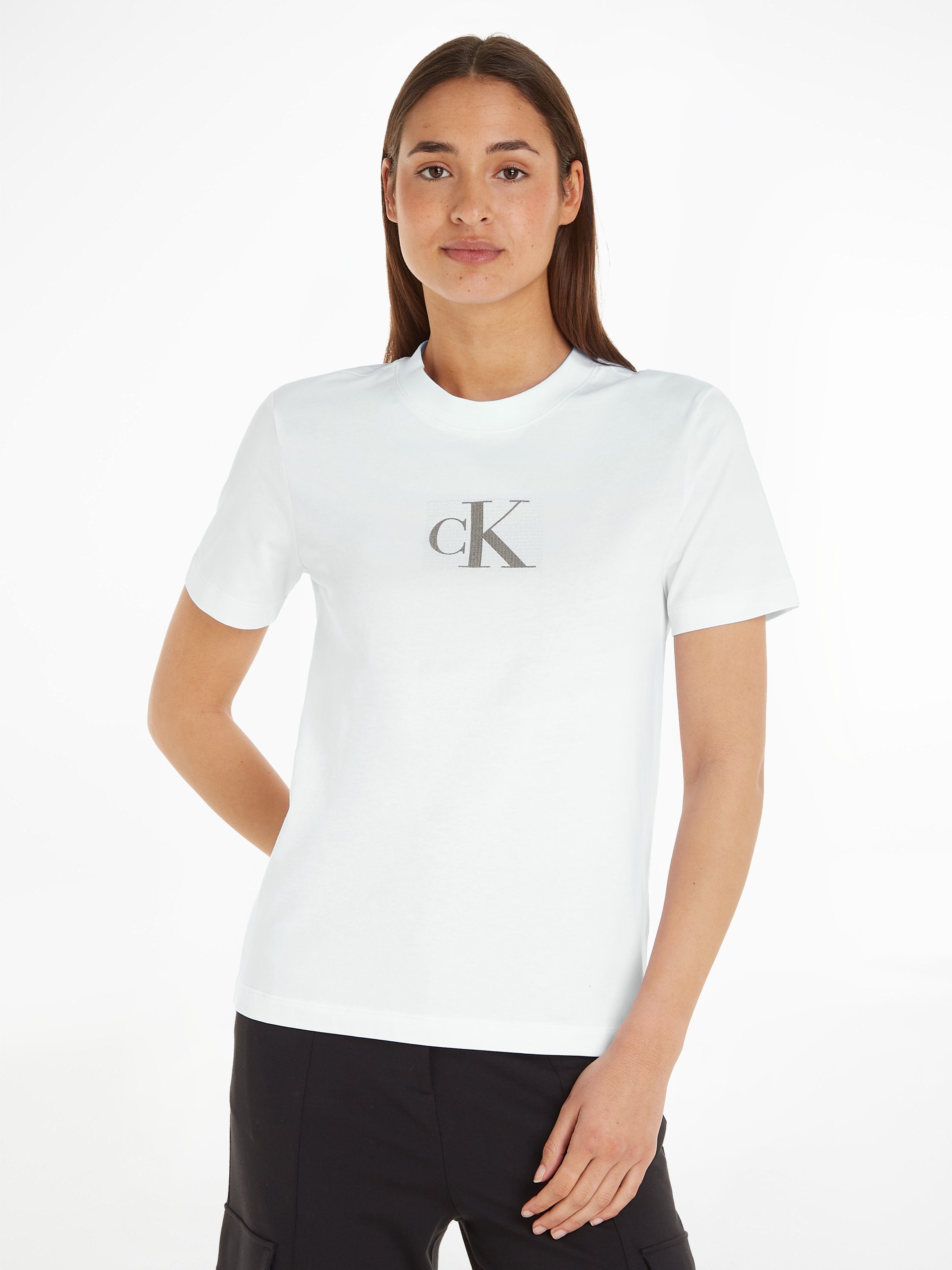Calvin Klein Jeans Slim fit T-shirt met pailletten model 'SEQUIN'