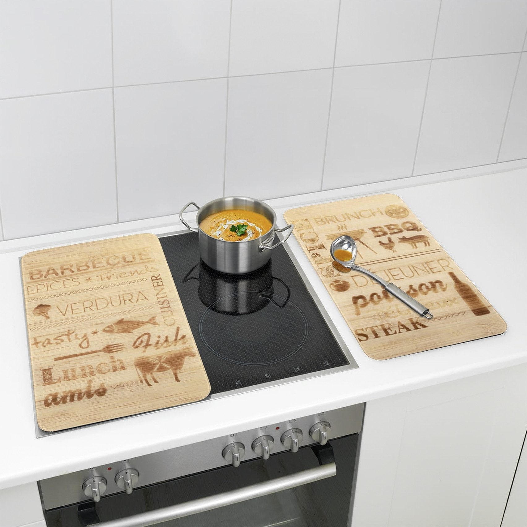 Maximex Kookplaatdeksel Universeel model BARBECUE voor inductie-, keramische-, elektrische- en gasfornuizen, in hoogte verstelbaar (set, 2-delig)