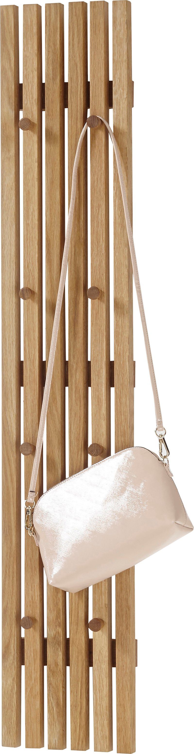 MCA furniture Kapstokpaneel Alwar, TOPSELLER! Breedte ca. 22 cm, met 8 kledinghaken, massief eiken geolied