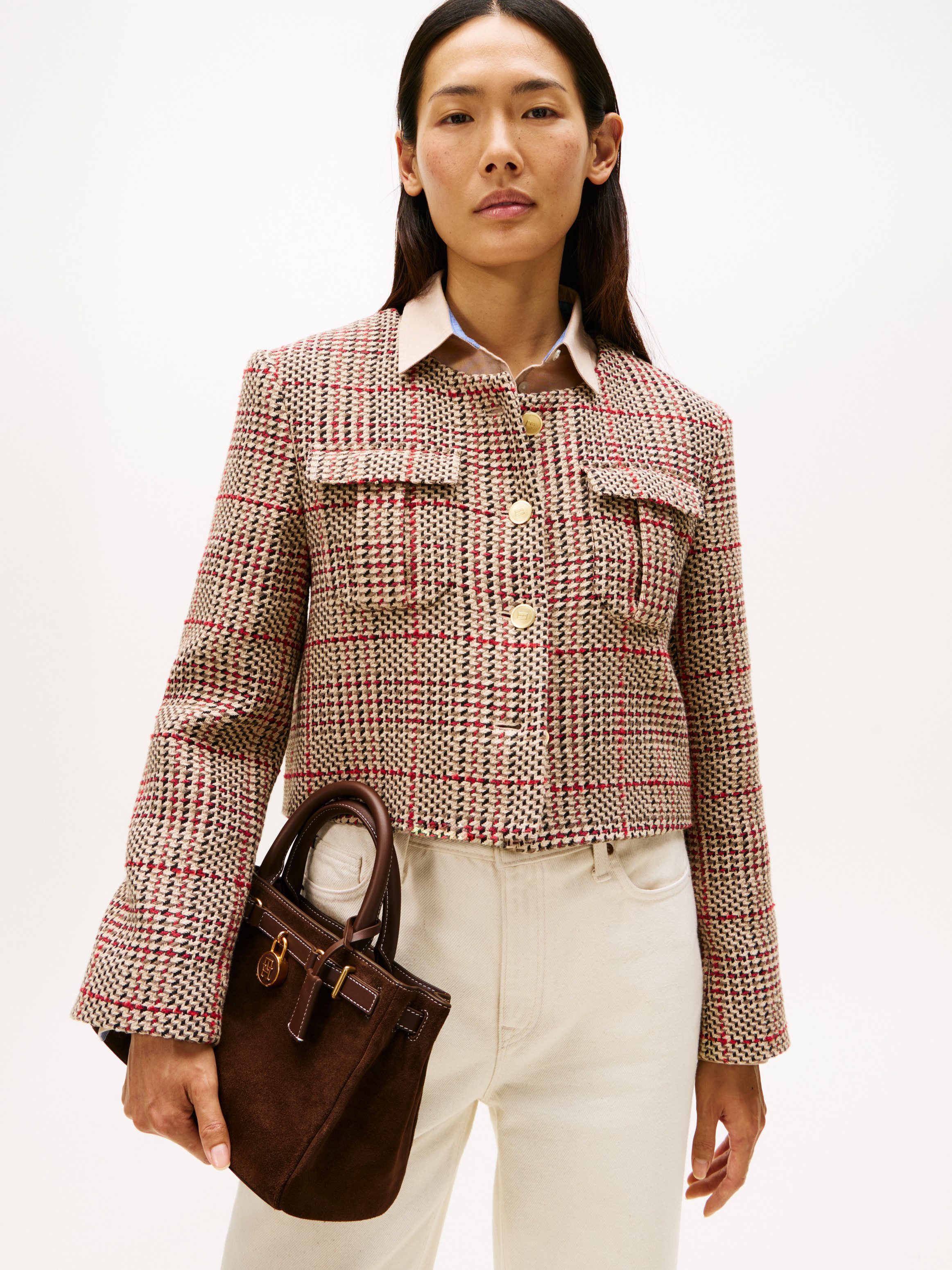 Tommy Hilfiger Draagtas AMERICAN ICON MINI TOTE SUEDE LE , dames handtas, schoudertas met siergespen en sierslot