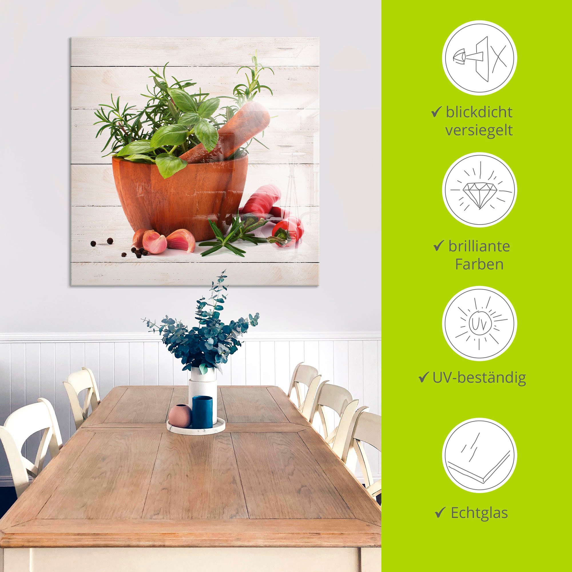 Artland Print op glas Verse kruiden en specerijen