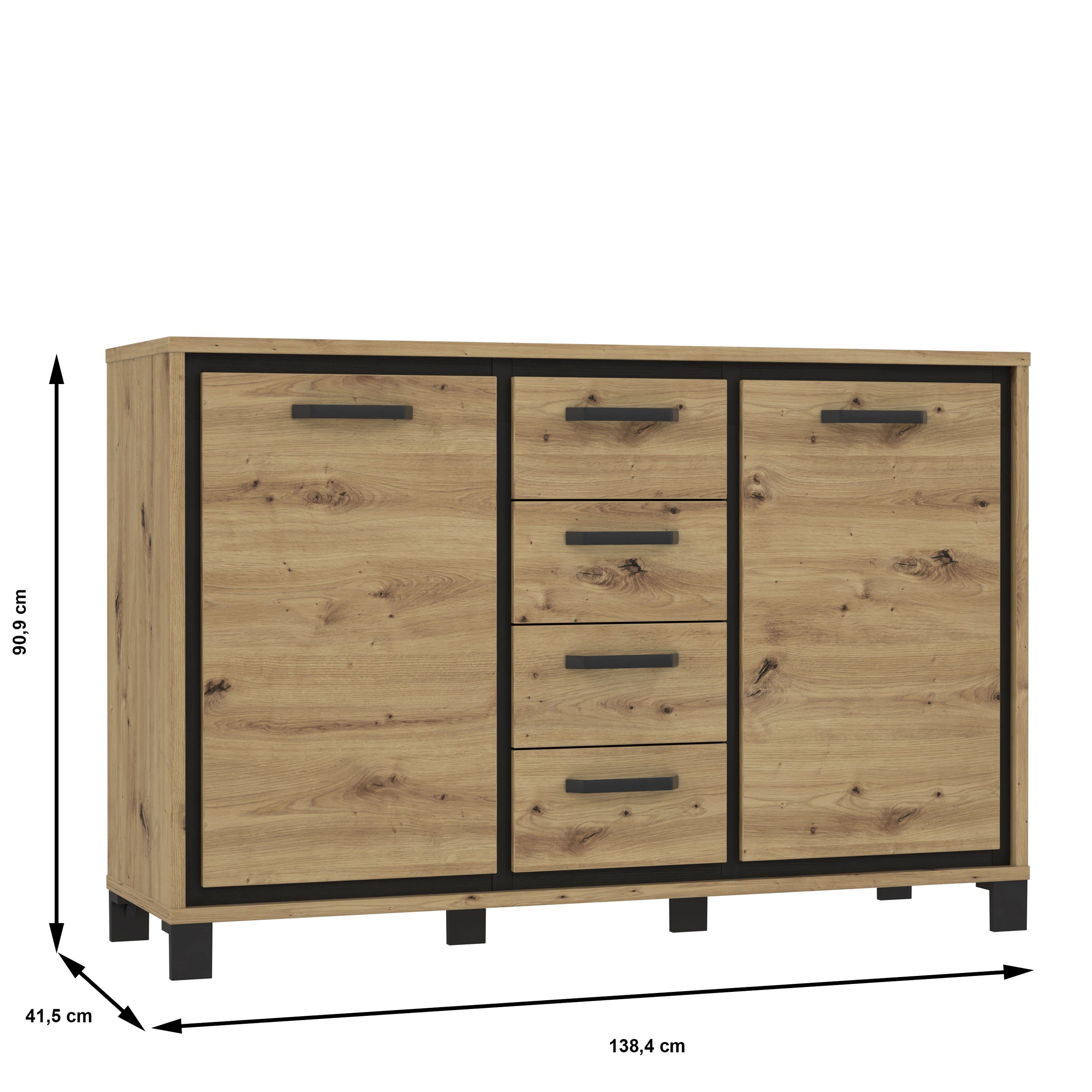FORTE Dressoir Trondheim Breedte 138 cm