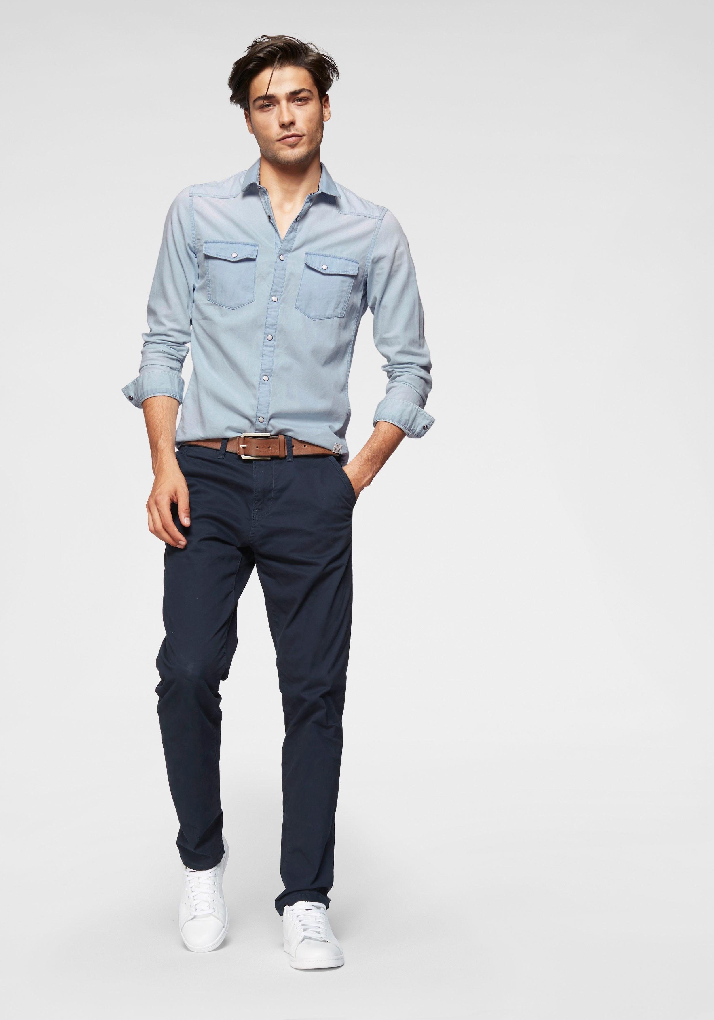 Tom Tailor Denim Chino licht voorgewassen (set, Met riem)
