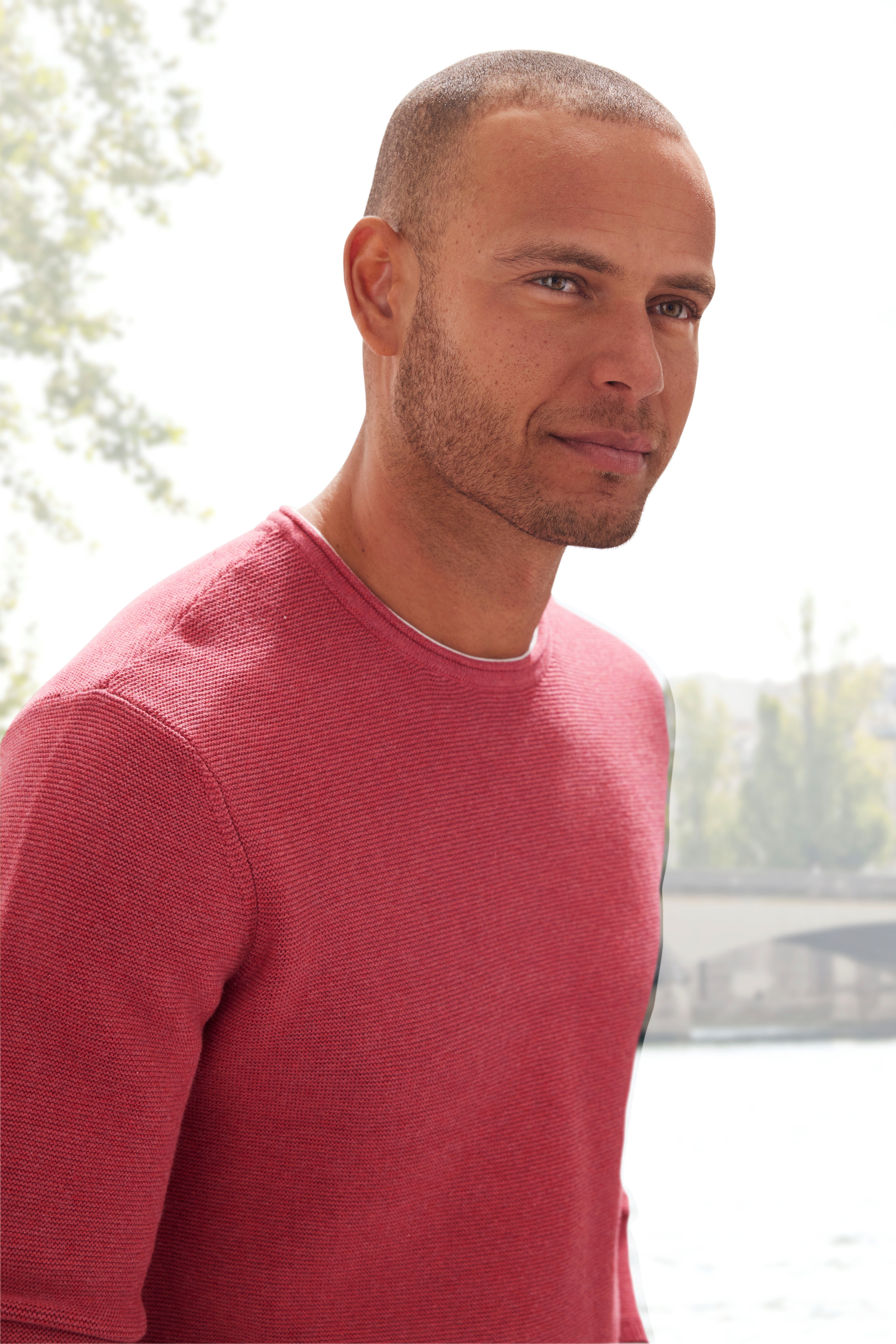 AUTHENTIC LE JOGGER Gebreide trui met double-layer look, pullover van 100% katoen