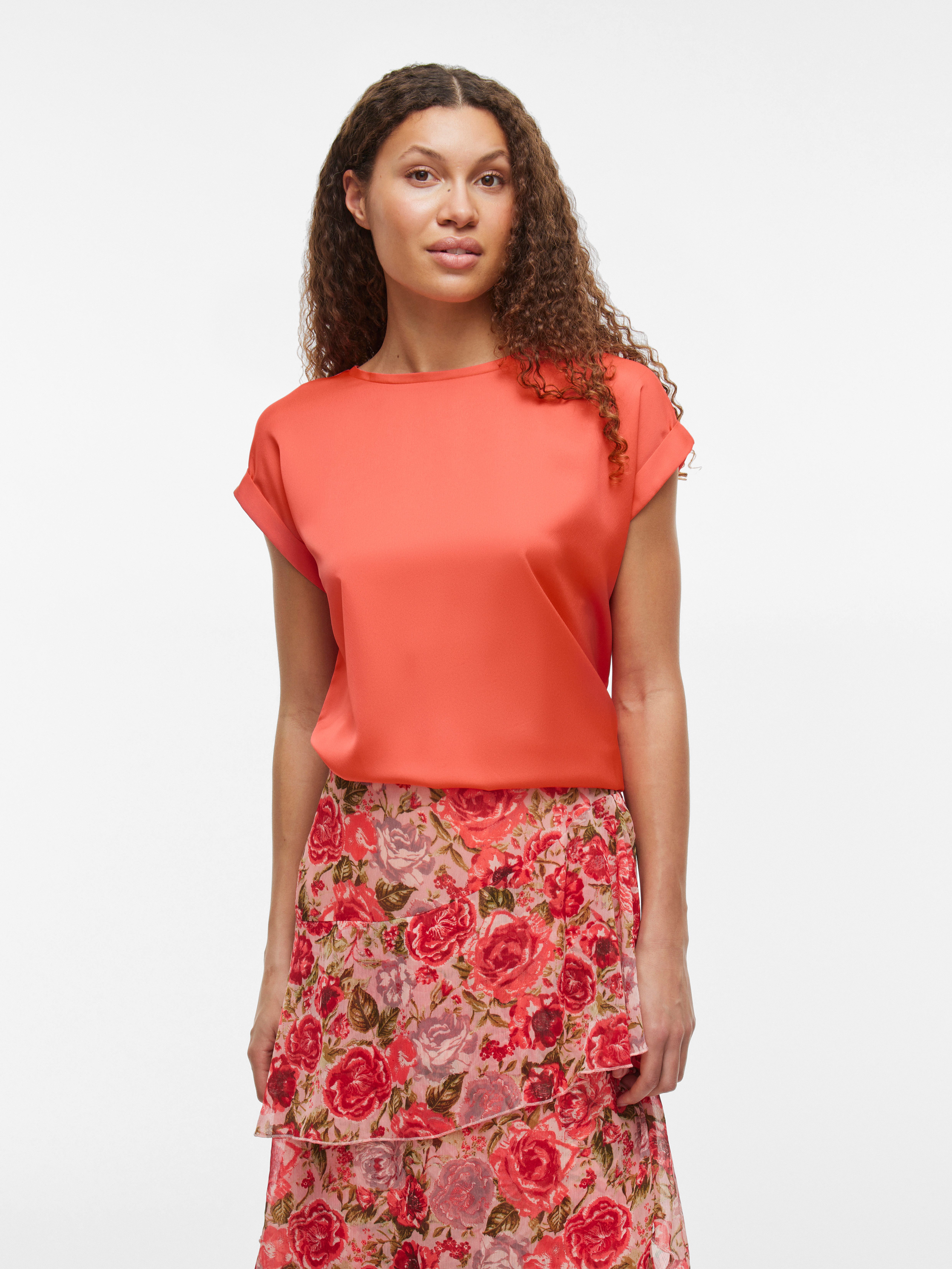 Vila Shirt met korte mouwen VIELLETTE S/S SATIN TOP - NOOS