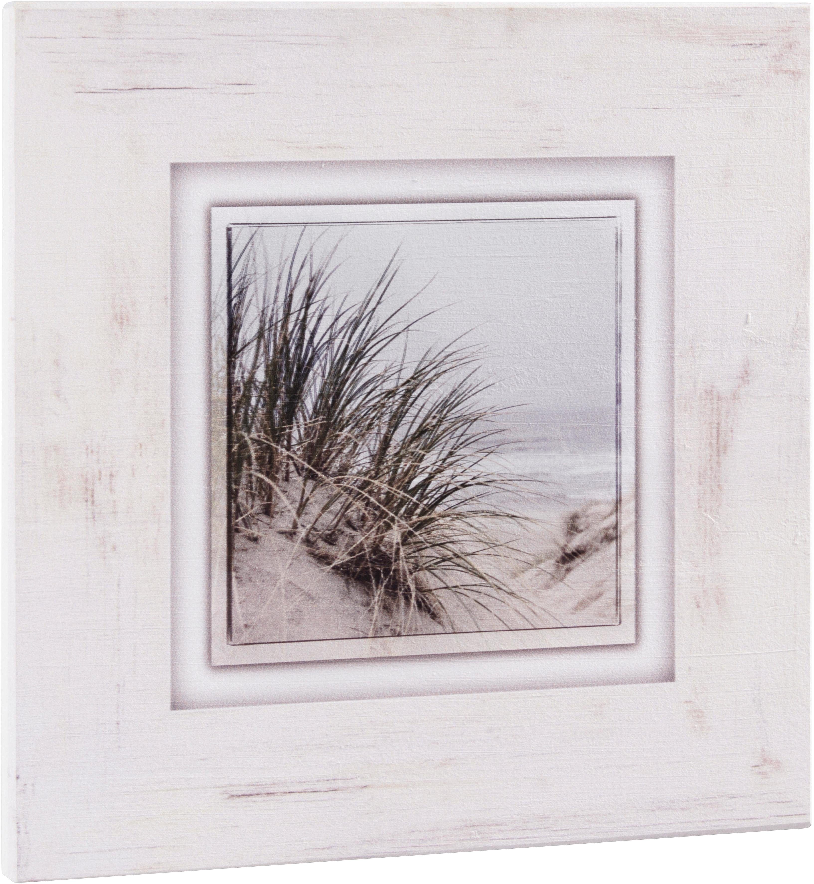 Home affaire Artprint op hout Grassen aan het strand 40/40 cm