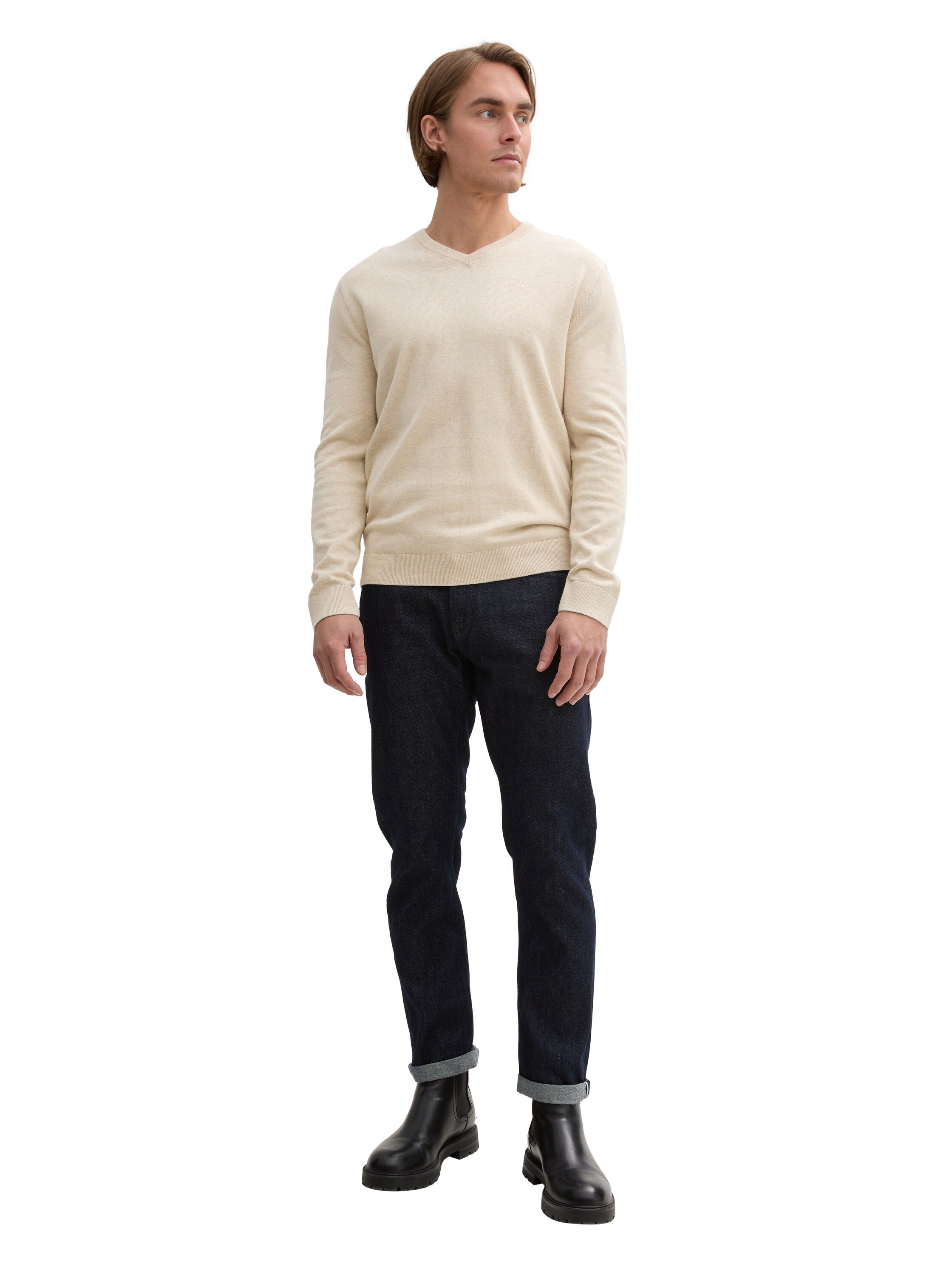 Tom Tailor Trui met V-hals met klein logoborduursel