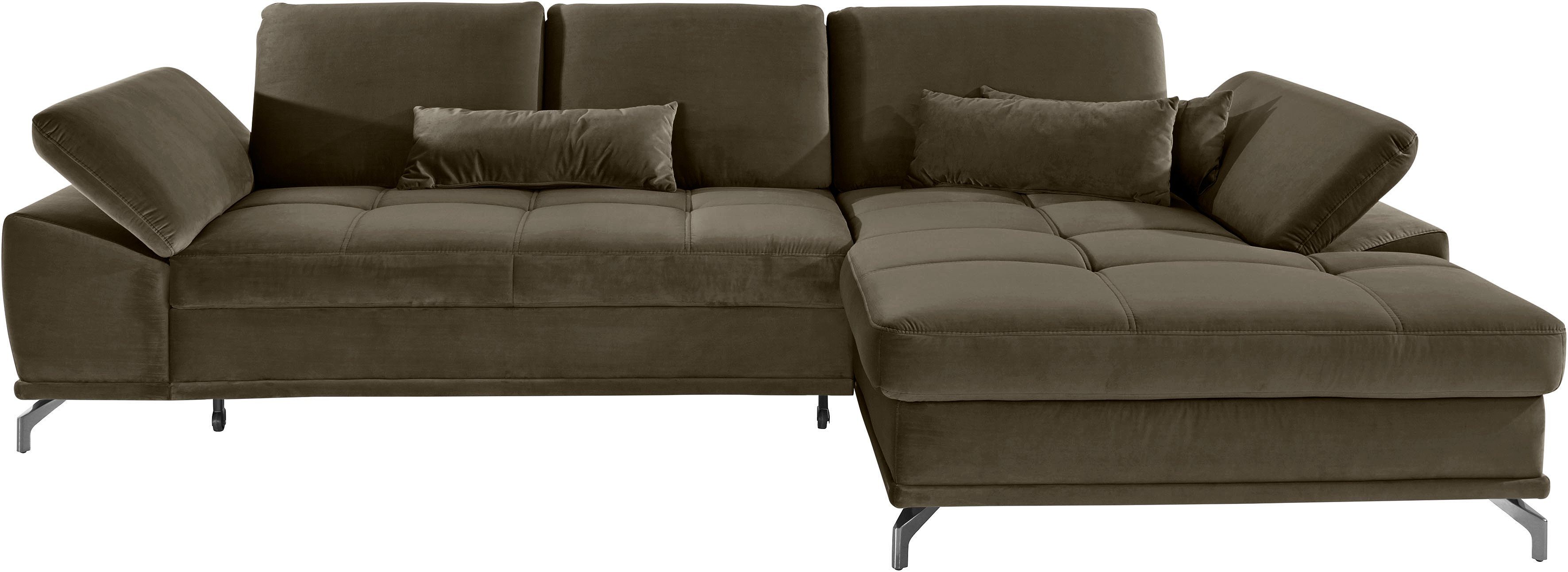 Places of Style Hoekbank Costello L-vorm, met zitdiepteverstelling, armleuningverstelling en