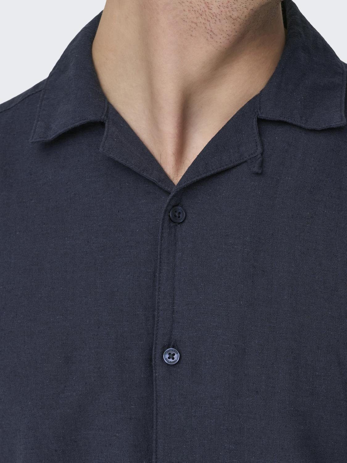 ONLY & SONS Overhemd met korte mouwen ONSCAIDEN SS SOLID RESORT LINEN NOOS