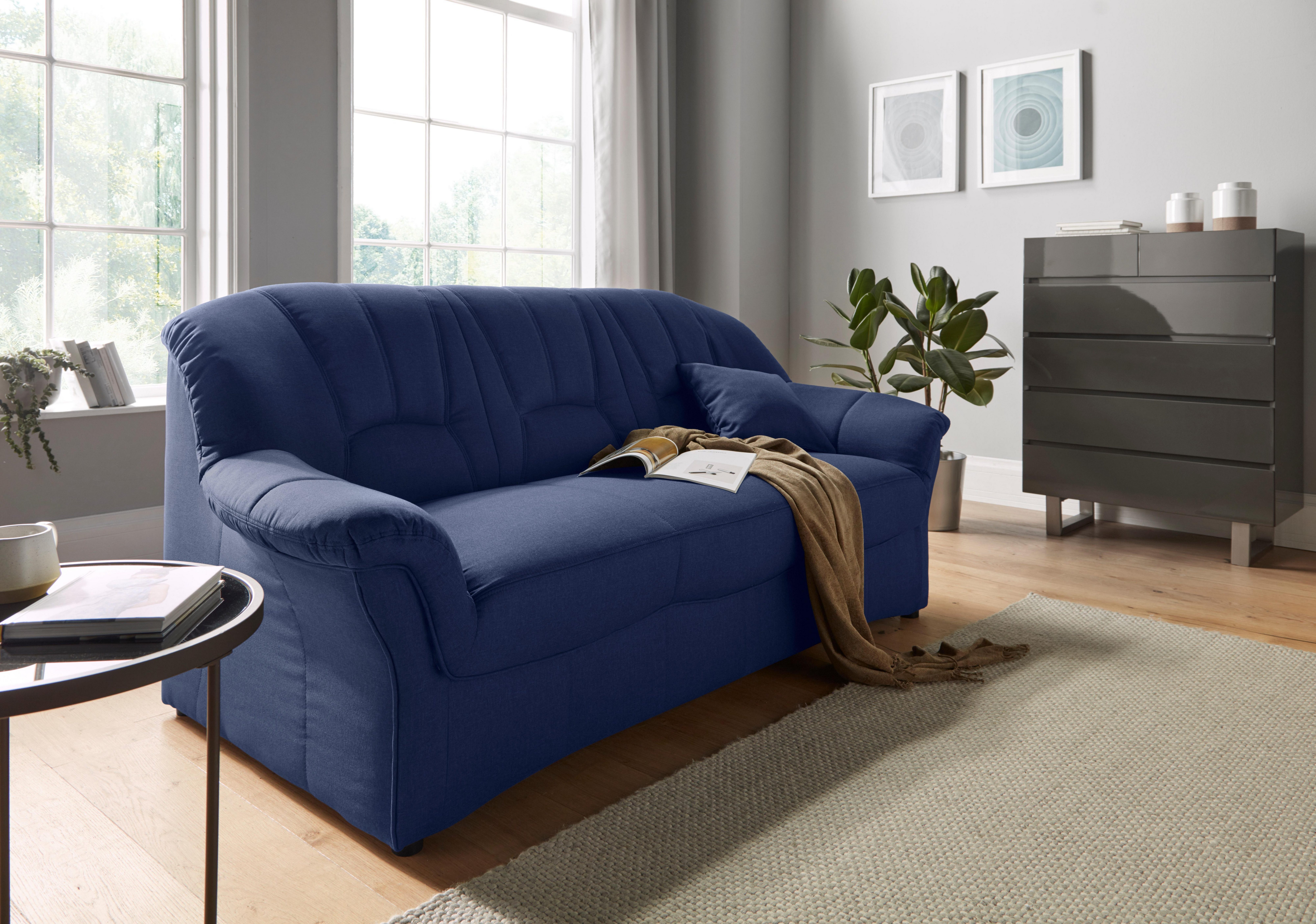 DOMO collection 3-zitsbank Bahia inclusief binnenvering blauw, 3-zitsbanken