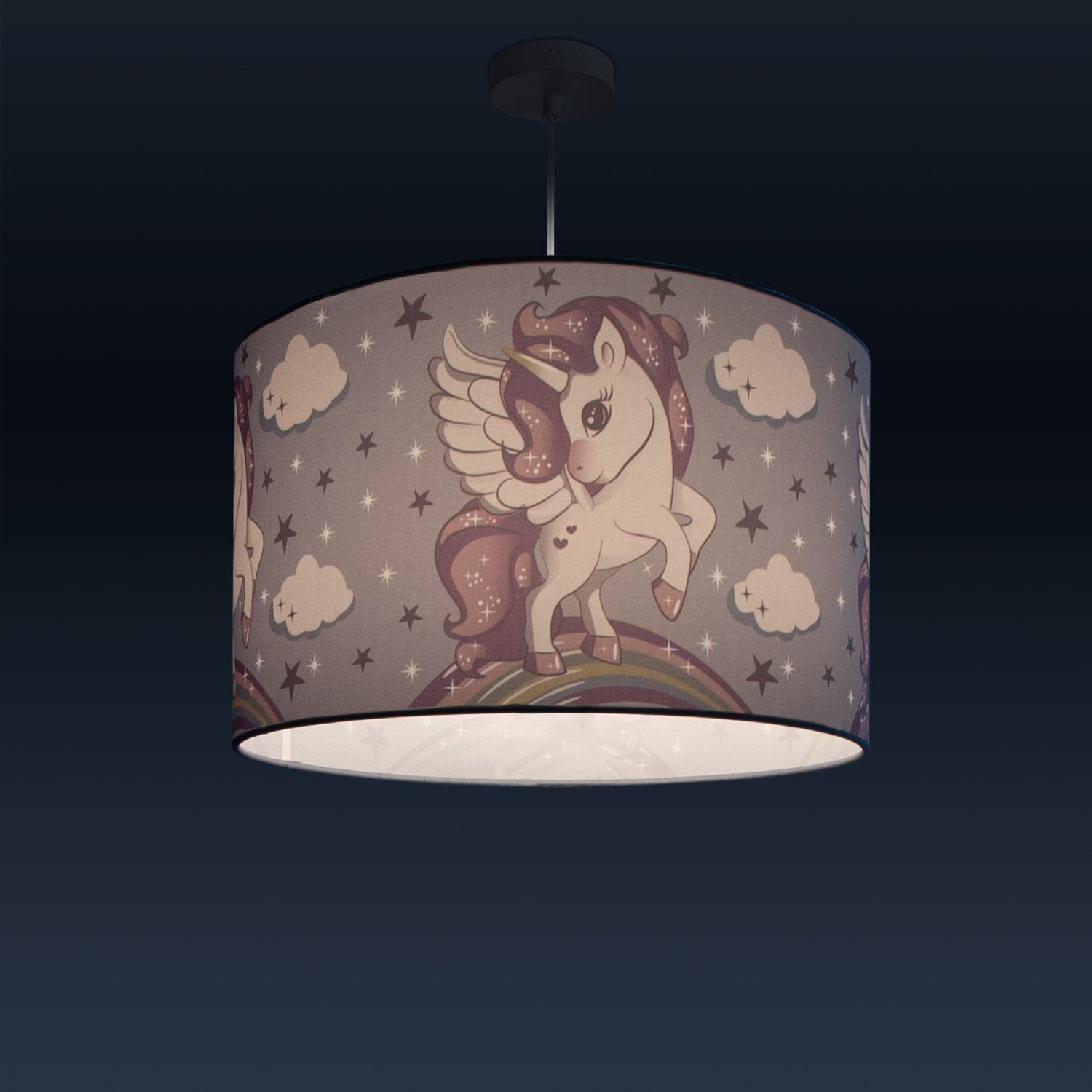 Paco Home Hanglamp Cosmo 213 Kinderlamp plafondlamp LED kinderkamer lamp met eenhoorn, E27