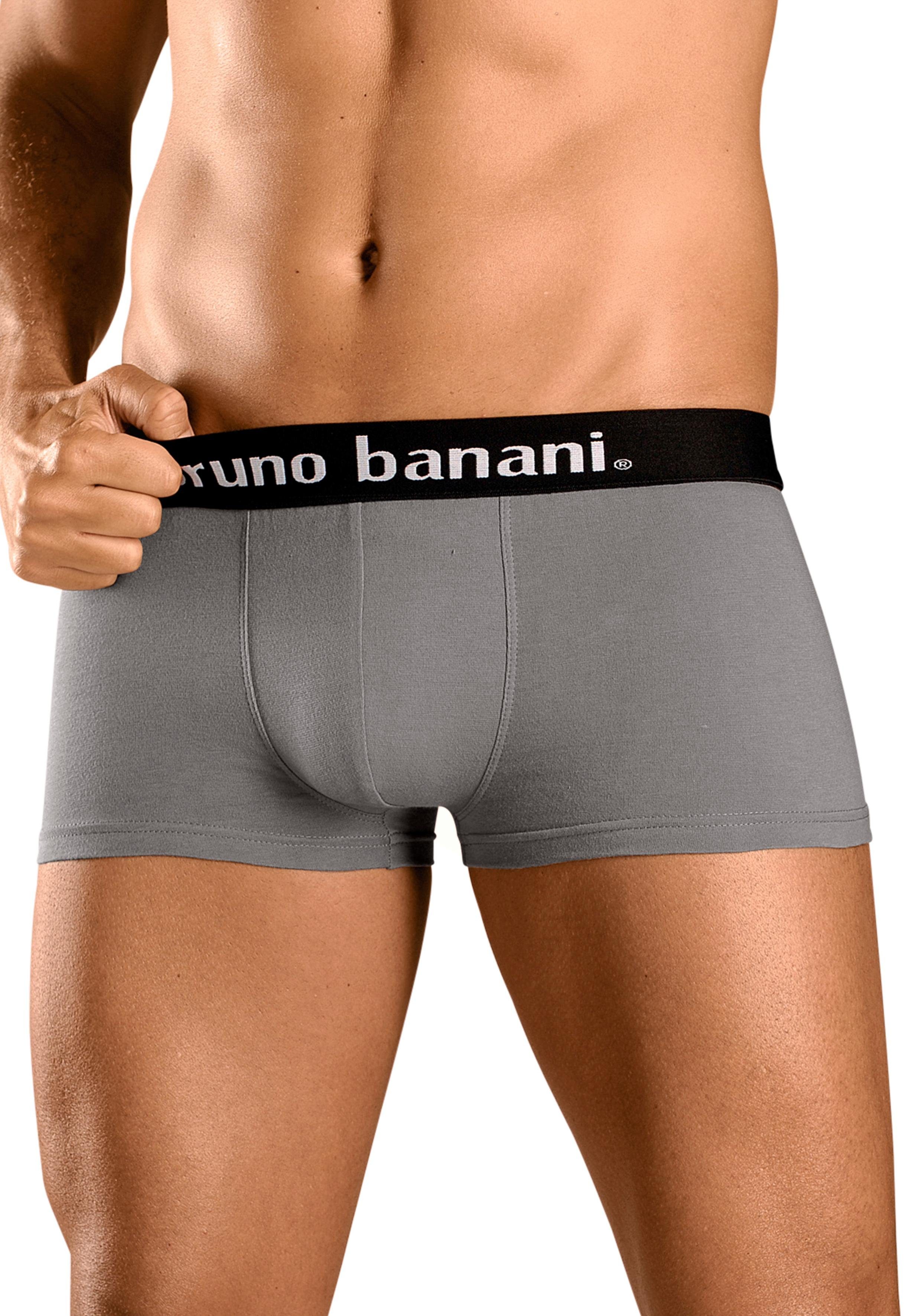 Bruno Banani Hipster strak zittende boxershorts in uni of gemusterd van katoenmix (set, 4 stuks)