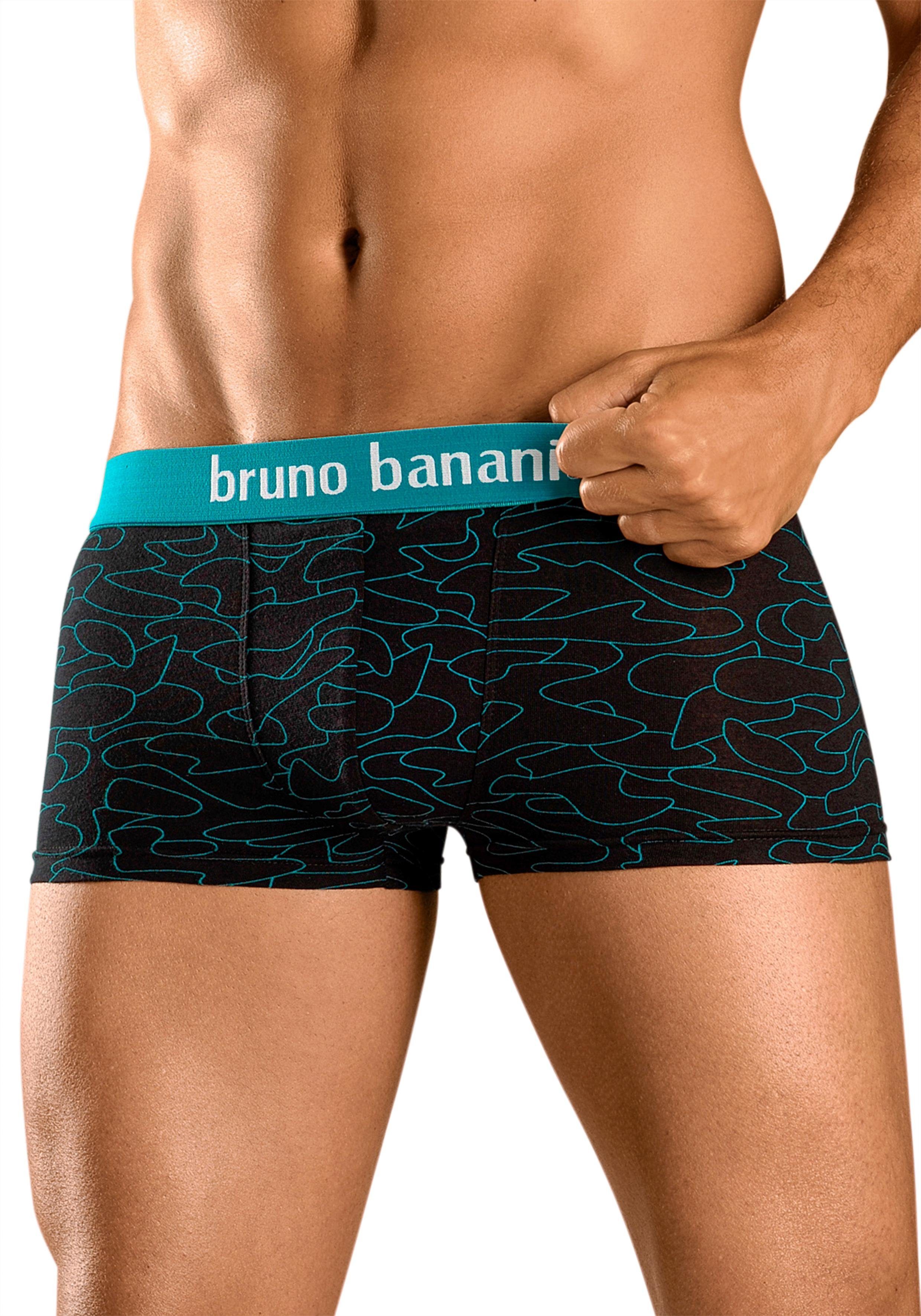 Bruno Banani Hipster strak zittende boxershorts in uni of gemusterd van katoenmix (set, 4 stuks)