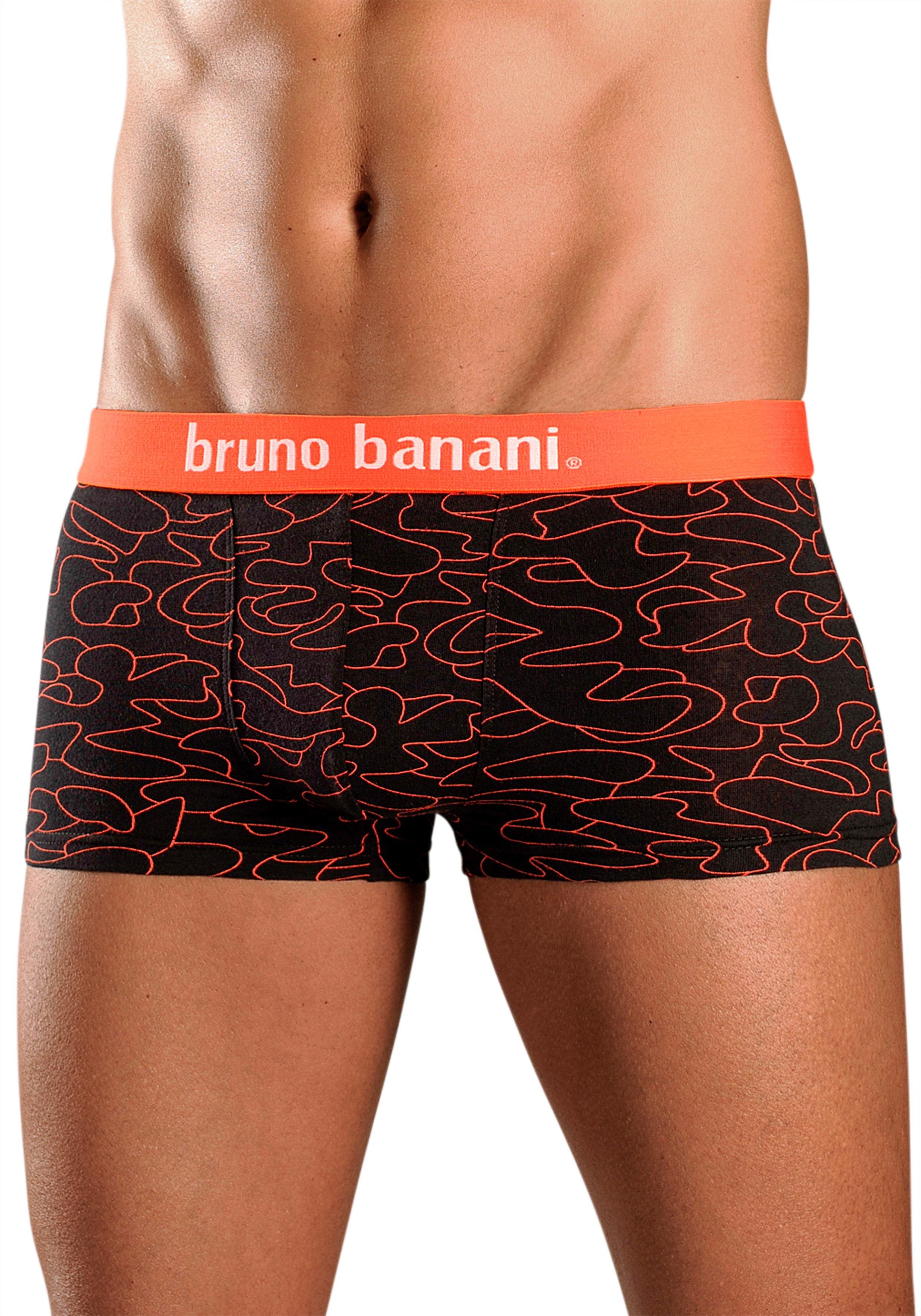 Bruno Banani Hipster strak zittende boxershorts in uni of gemusterd van katoenmix (set, 4 stuks)