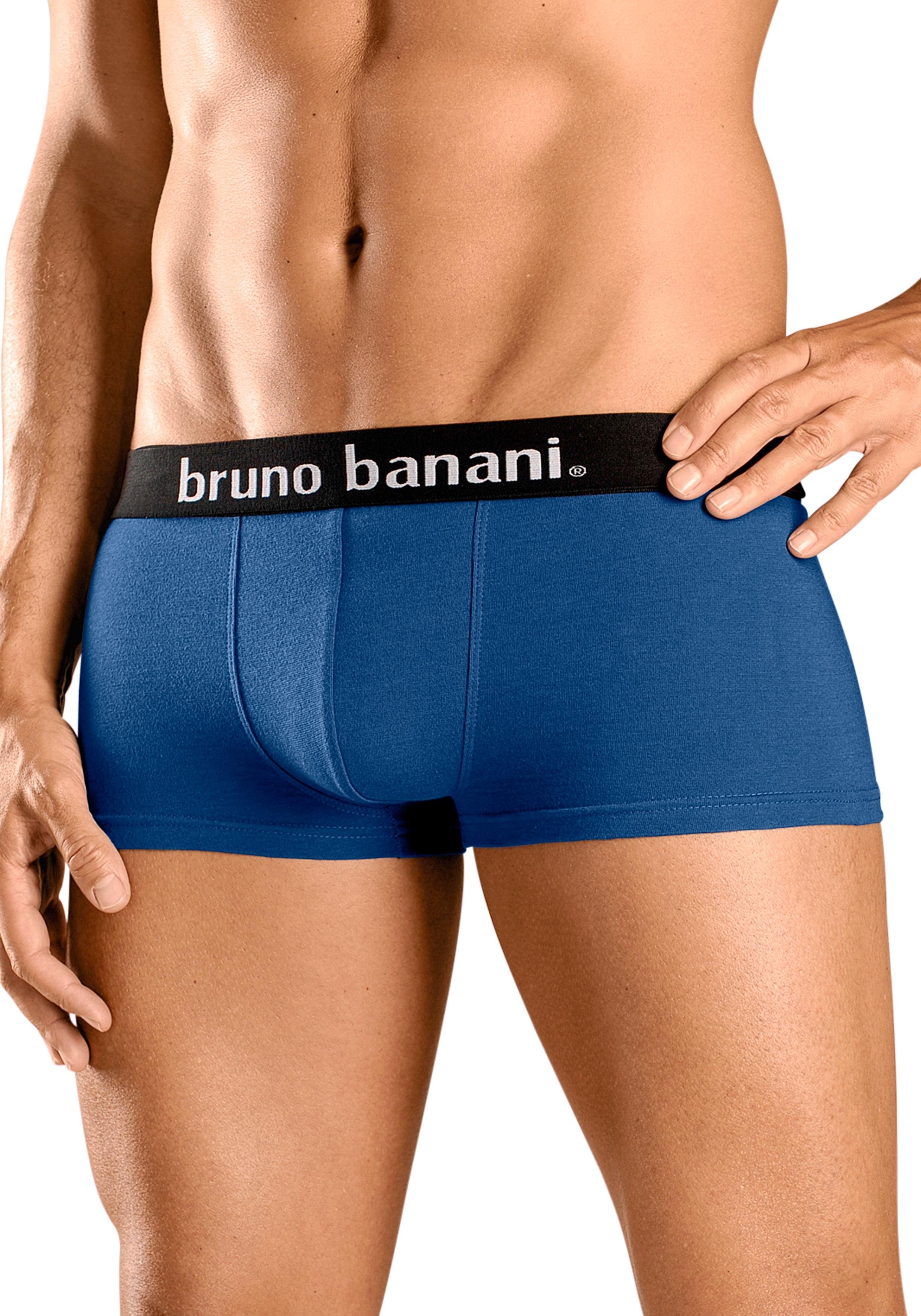 Bruno Banani Hipster strak zittende boxershorts in uni of gemusterd van katoenmix (set, 4 stuks)