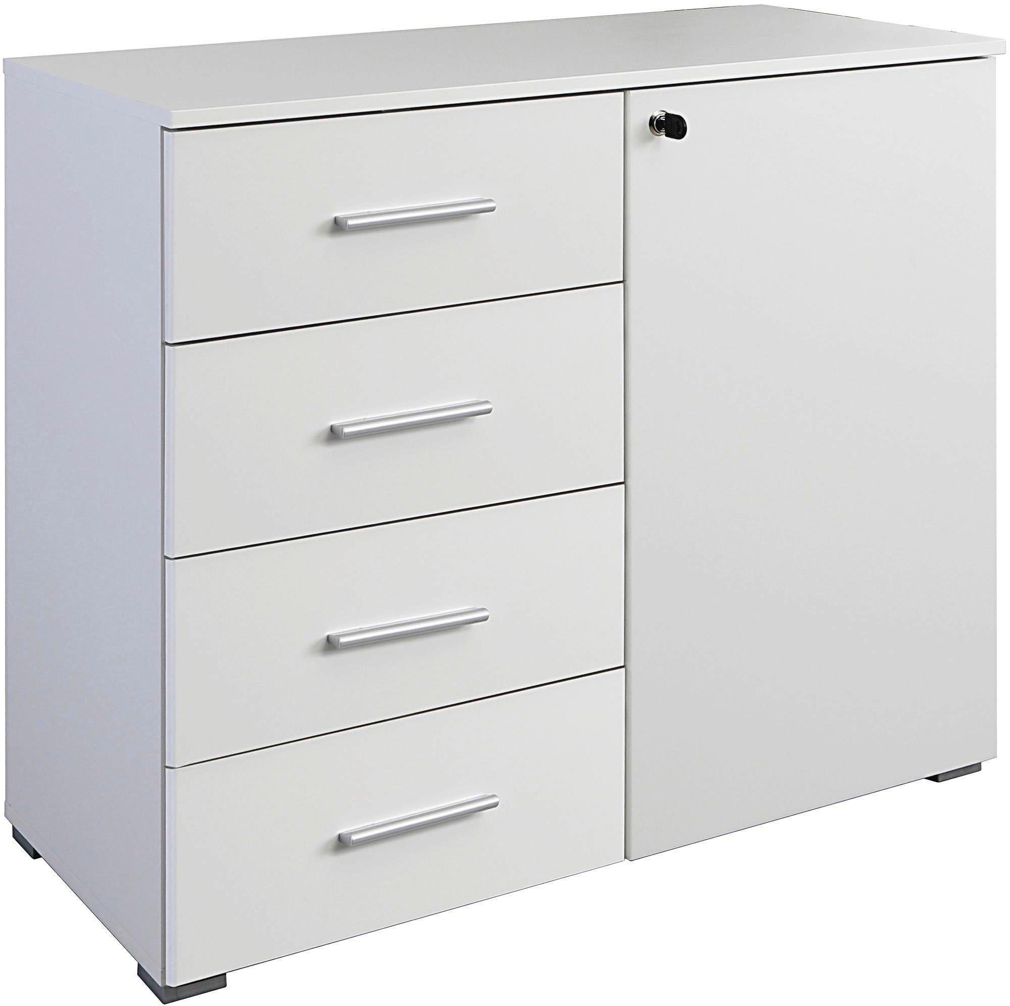 rauch Kast met laden en deuren Beukenhout Breedte 93 cm commodes & ladekasten maat 93x42x81 cm wit